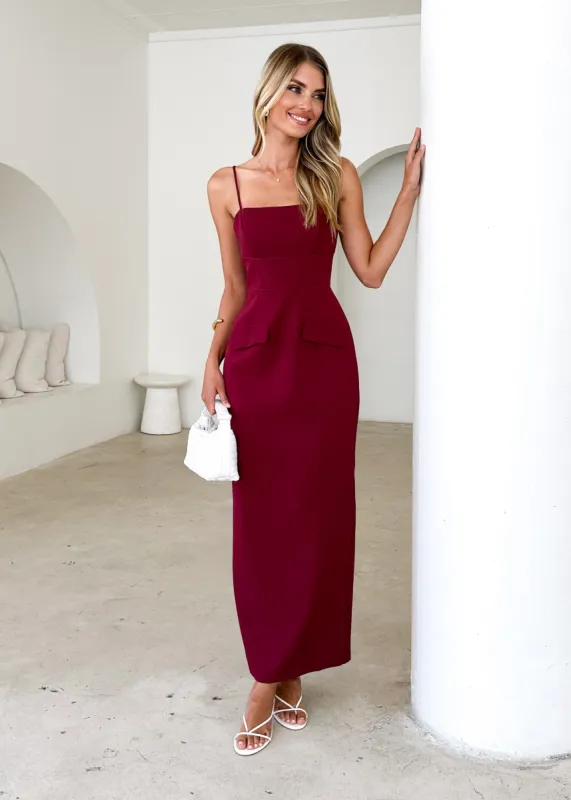 Hansel Maxi Dress - Wine sold by Gingham & Heels