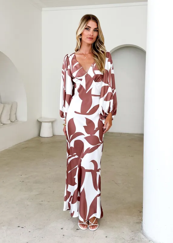 Stetha Maxi Dress - Auburn Leaf sold by Gingham & Heels