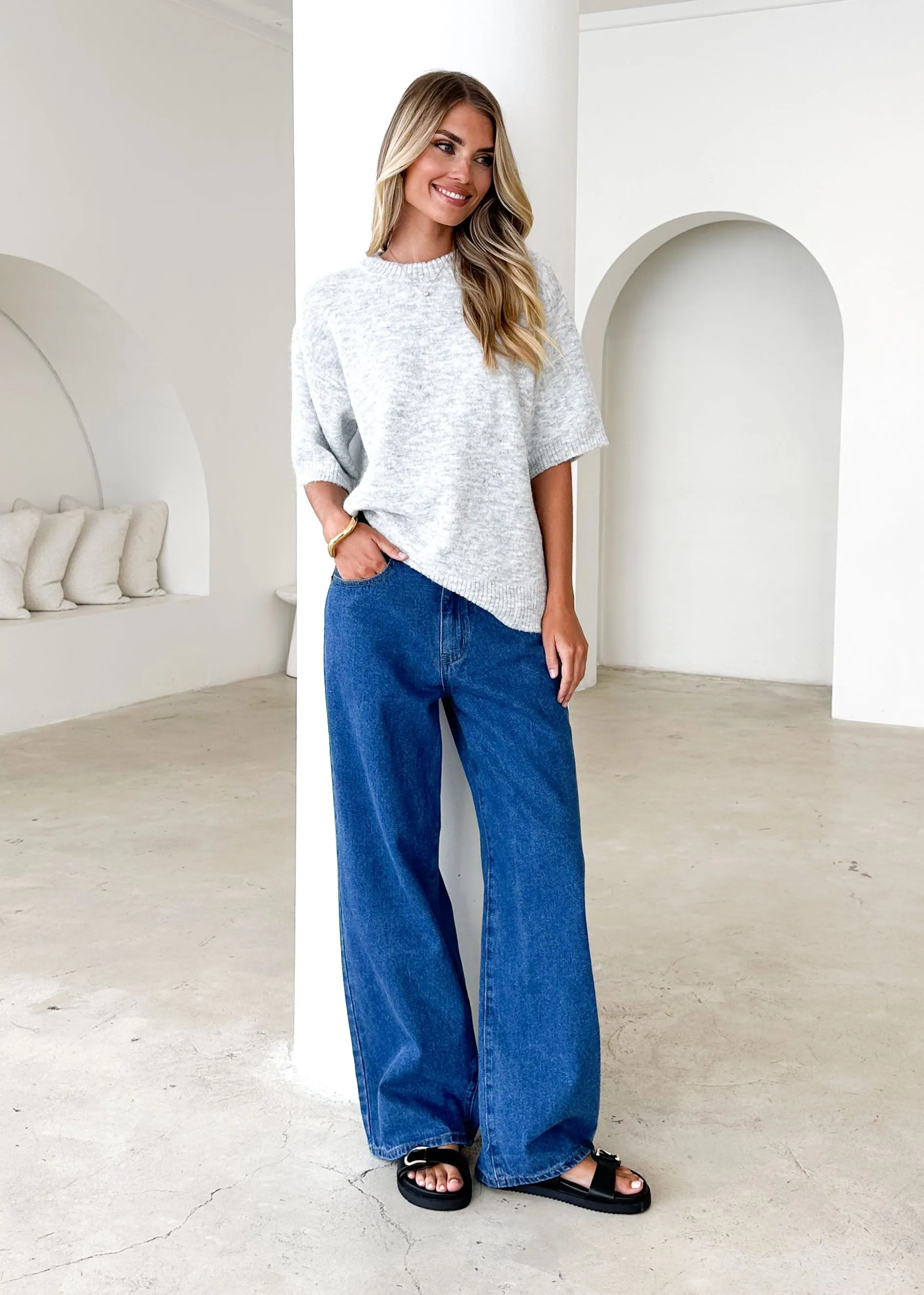 Annabelle Knit Tee - Grey sold by Gingham & Heels