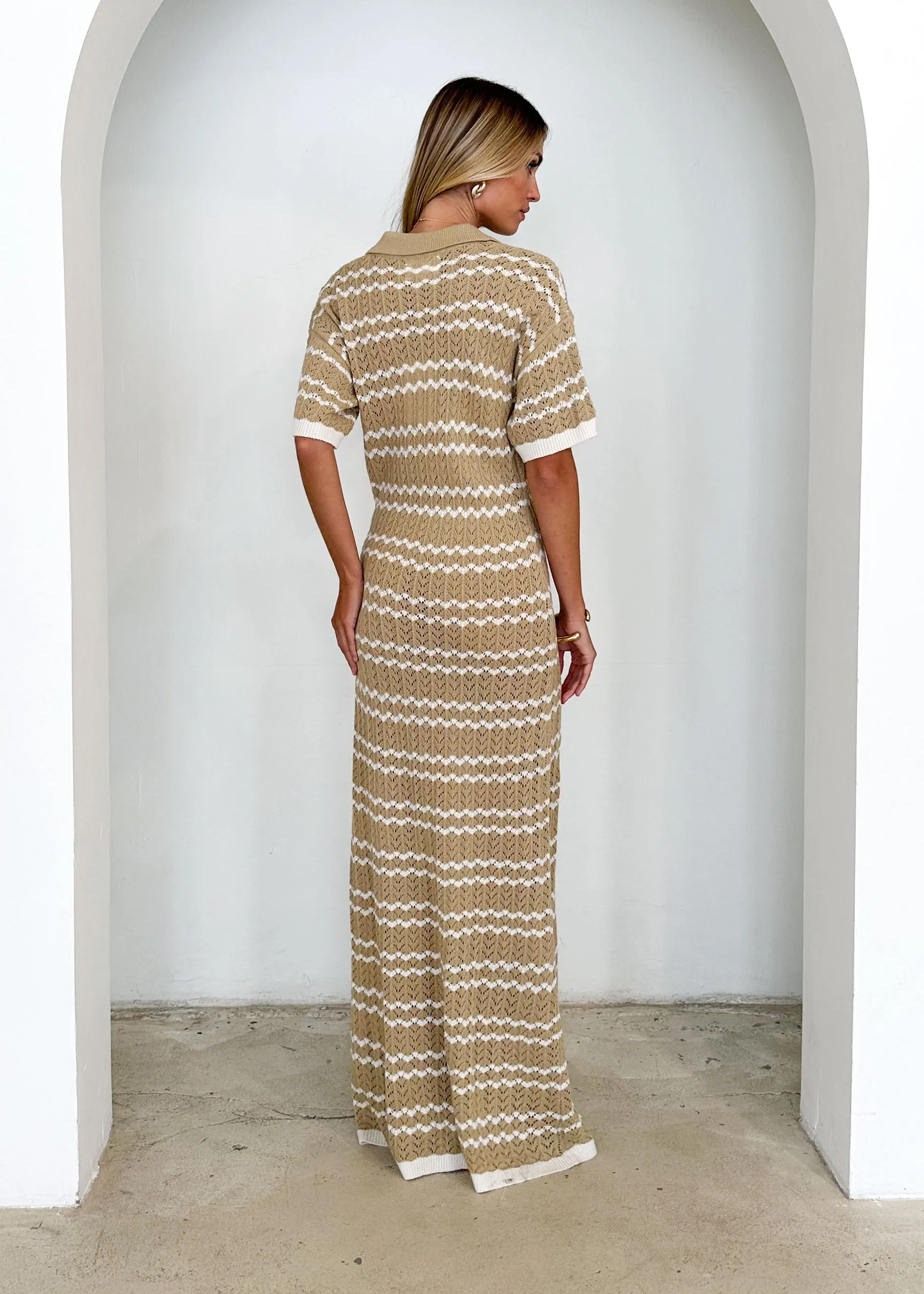 Zandrea Knit Maxi Dress - Beige Stripe sold by Gingham & Heels product image thumbnail 5