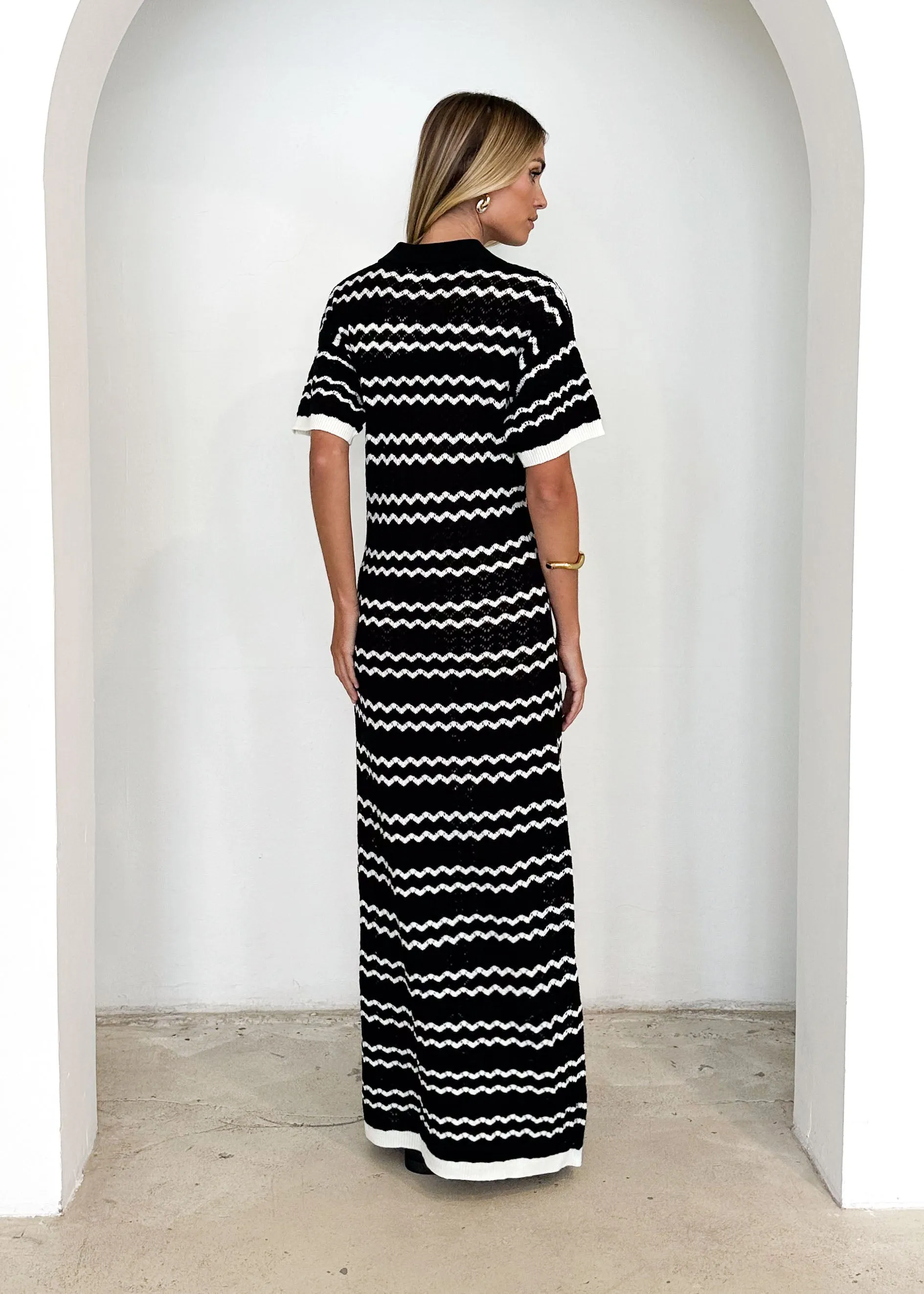 Zandrea Knit Maxi Dress - Black Stripe sold by Gingham & Heels product image thumbnail 5