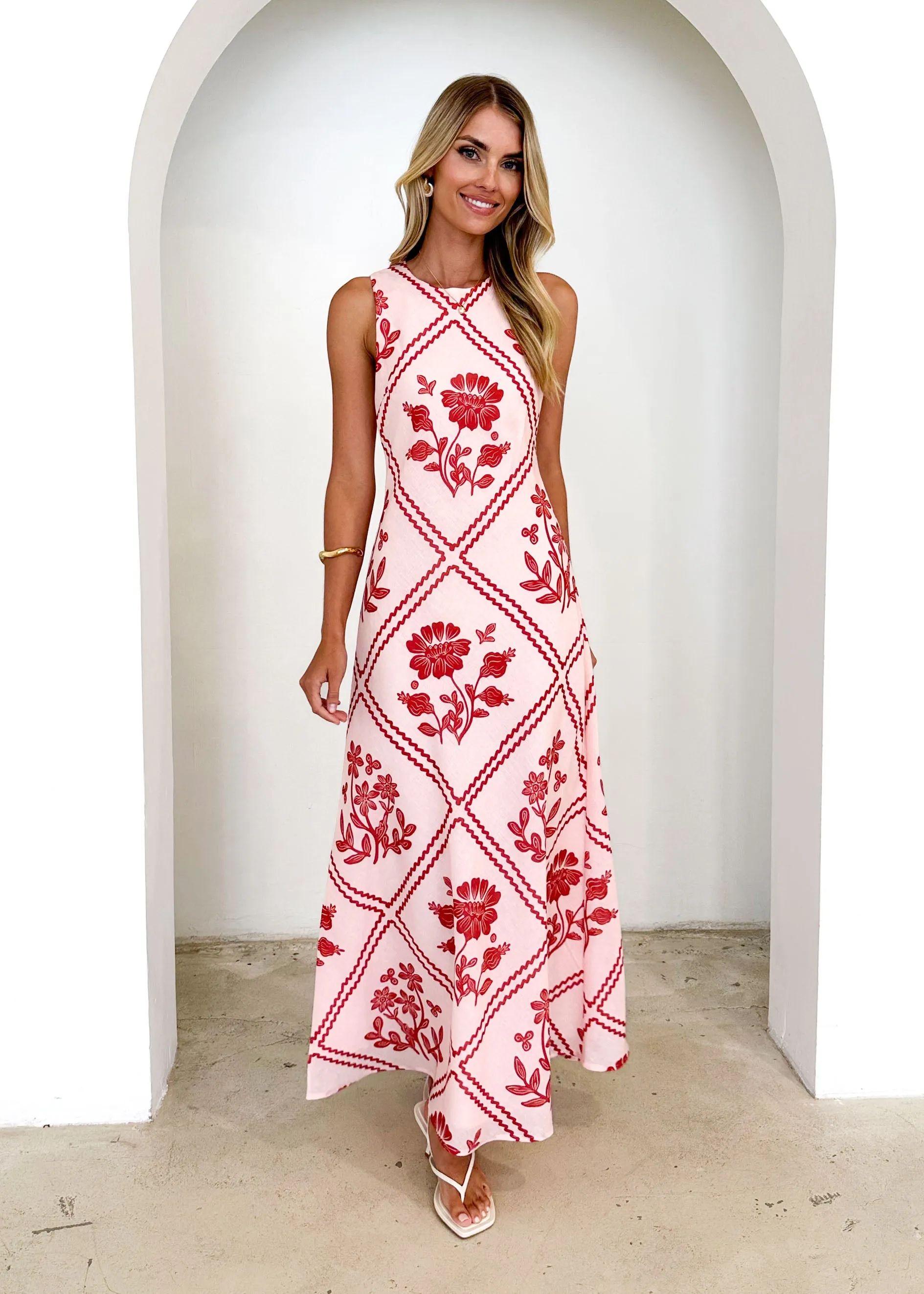 Xavier Maxi Dress - Red Floral sold by Gingham & Heels product image thumbnail 4