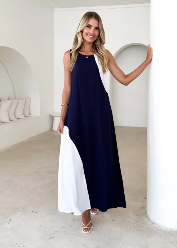 Pollyanna Maxi Dress - Navy sold by Gingham & Heels