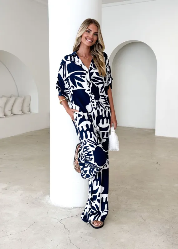 Raegan Pants - Navy Mirage sold by Gingham & Heels