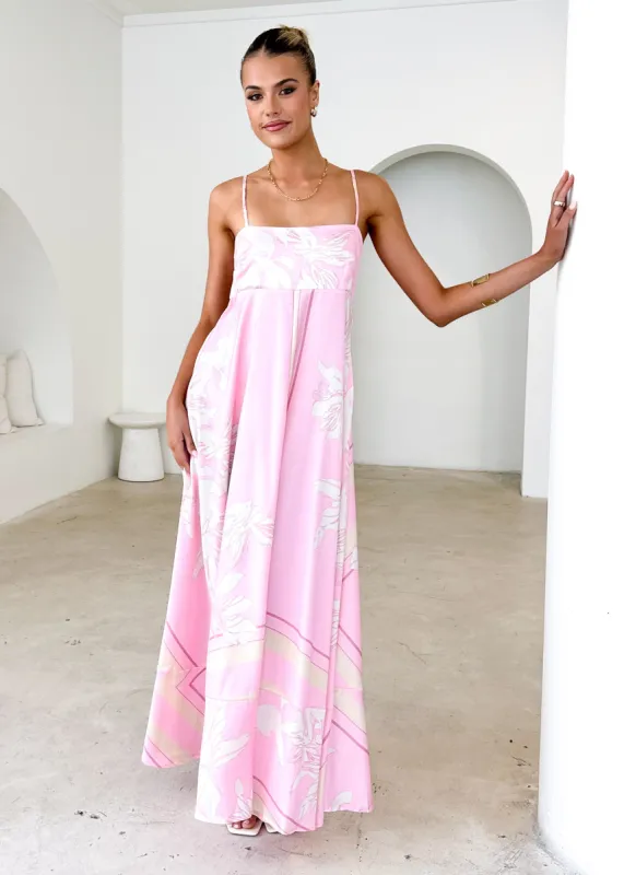 Elide Maxi Dress - Candy Pink Floral sold by Gingham & Heels