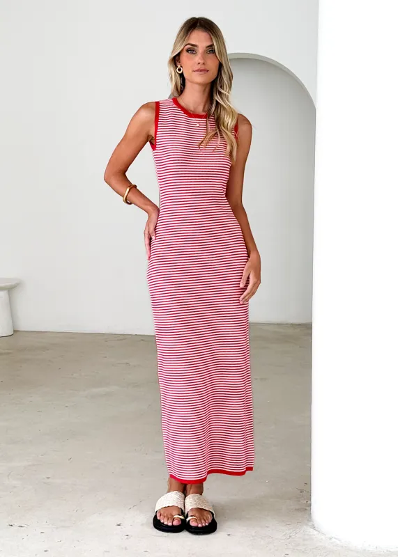 Elerey Knit Maxi Dress - Red Stripe sold by Gingham & Heels