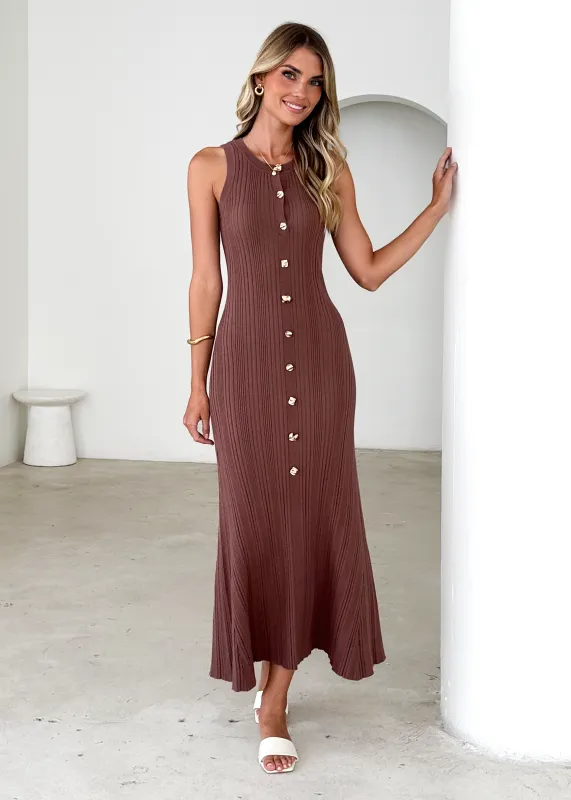 Imperial Knit Midi Dress - Chocolate sold by Gingham & Heels