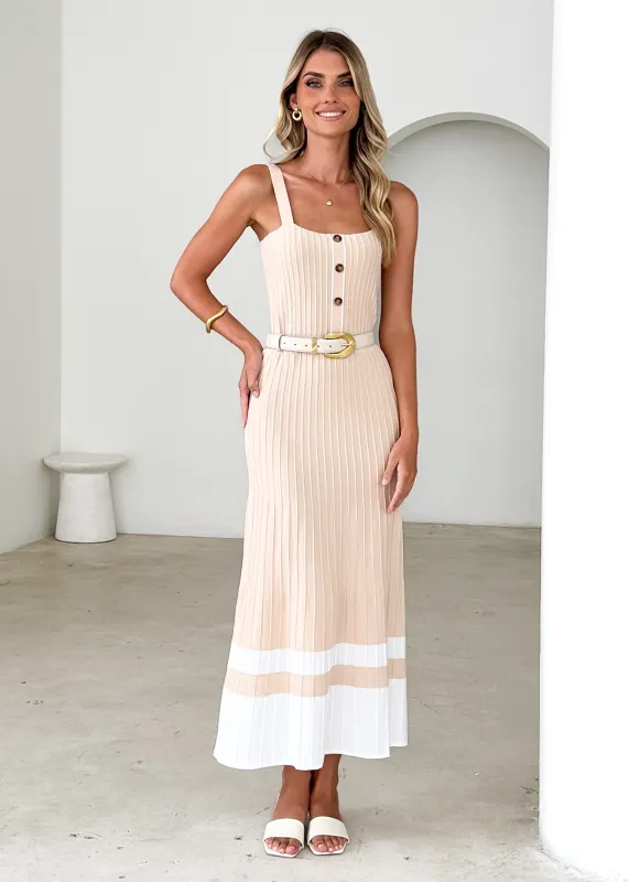 Daphne Knit Midi Dress - Sand sold by Gingham & Heels