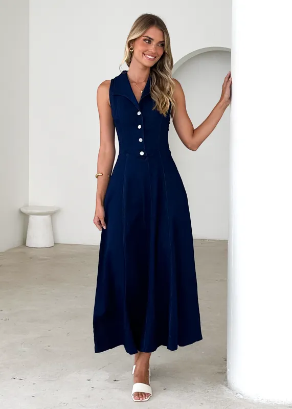 Brighton Denim Maxi Dress - Indigo sold by Gingham & Heels