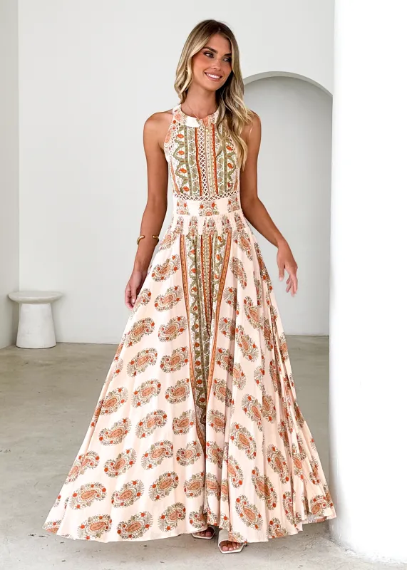 レース シースルー [MARGARIN FINGERS] LACE CHIFFON ONE PIECE Endless Summer Maxi Dress - Watermelon Sugar Print | Parallel