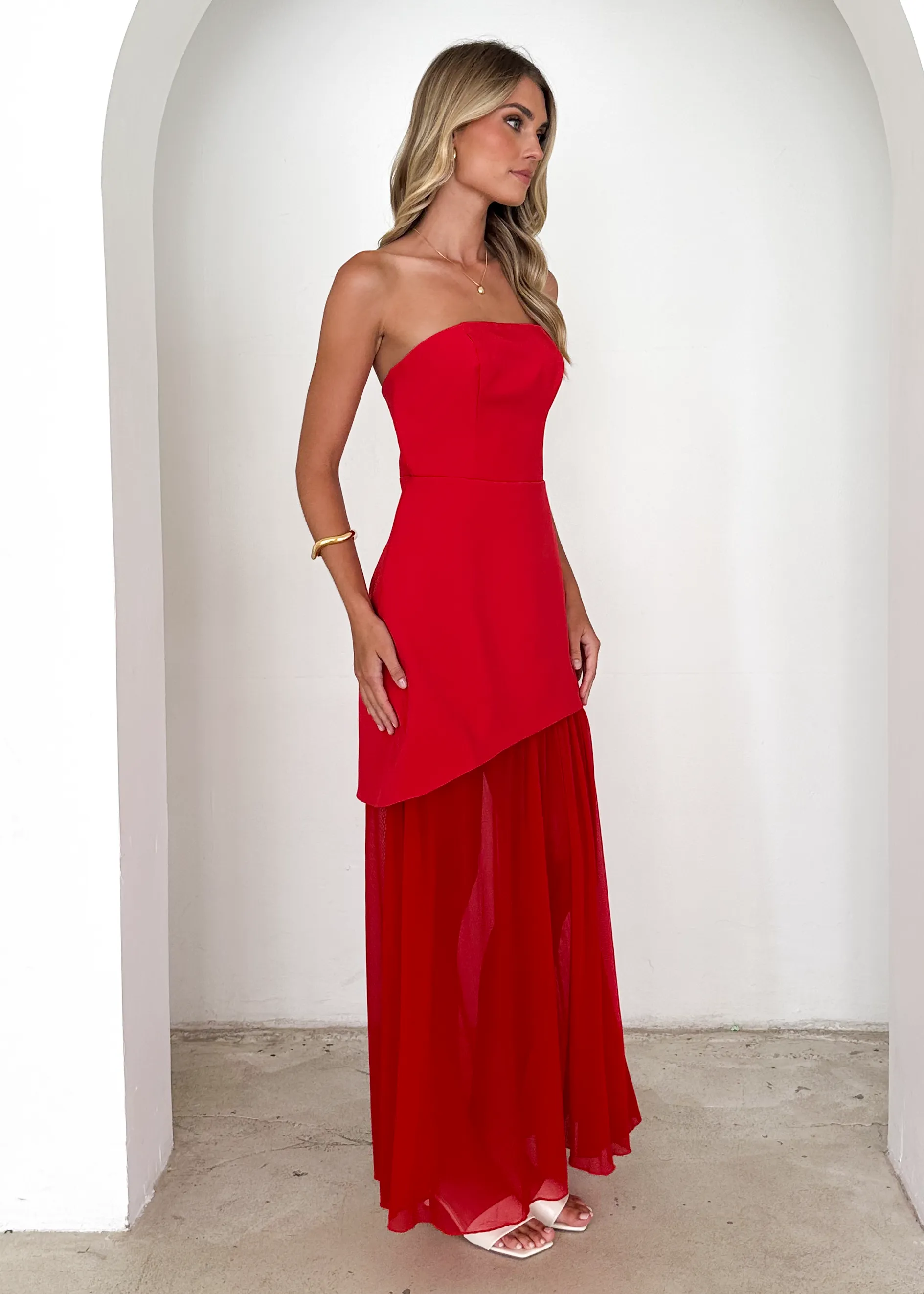 Cabaret Strapless Maxi Dress - Red sold by Gingham & Heels product image thumbnail 3