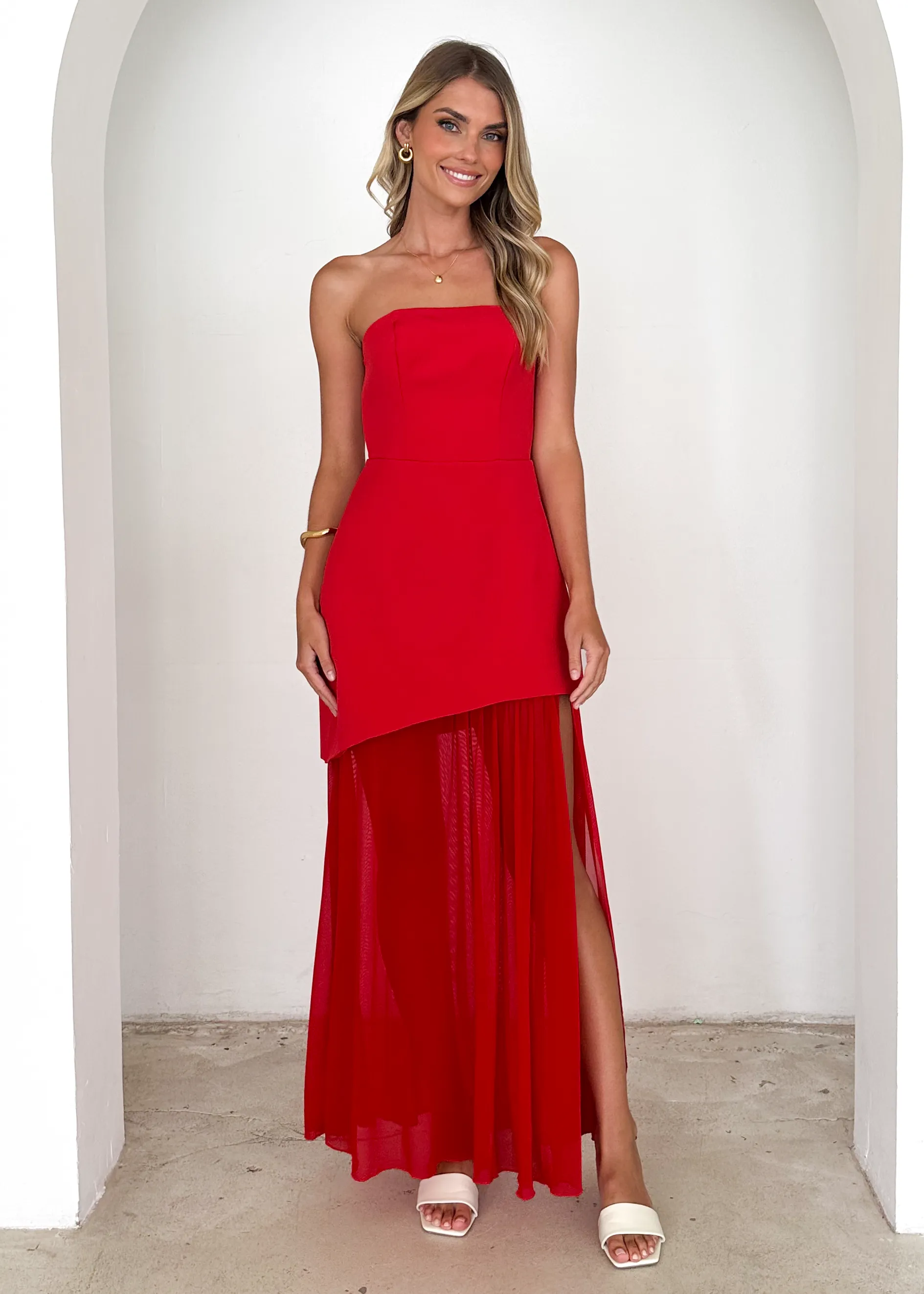 Cabaret Strapless Maxi Dress - Red sold by Gingham & Heels product image thumbnail 2