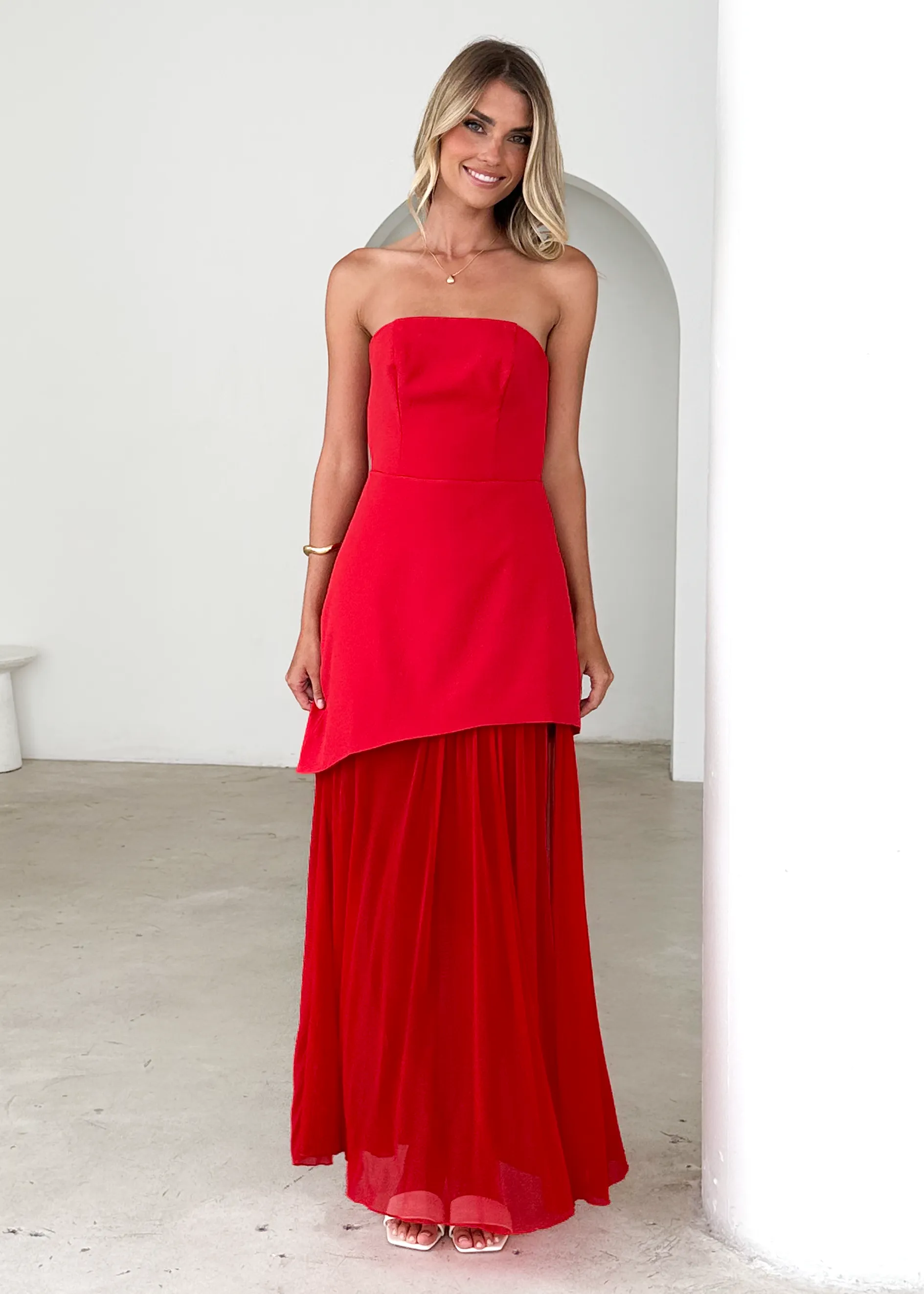Cabaret Strapless Maxi Dress - Red sold by Gingham & Heels product image thumbnail 4