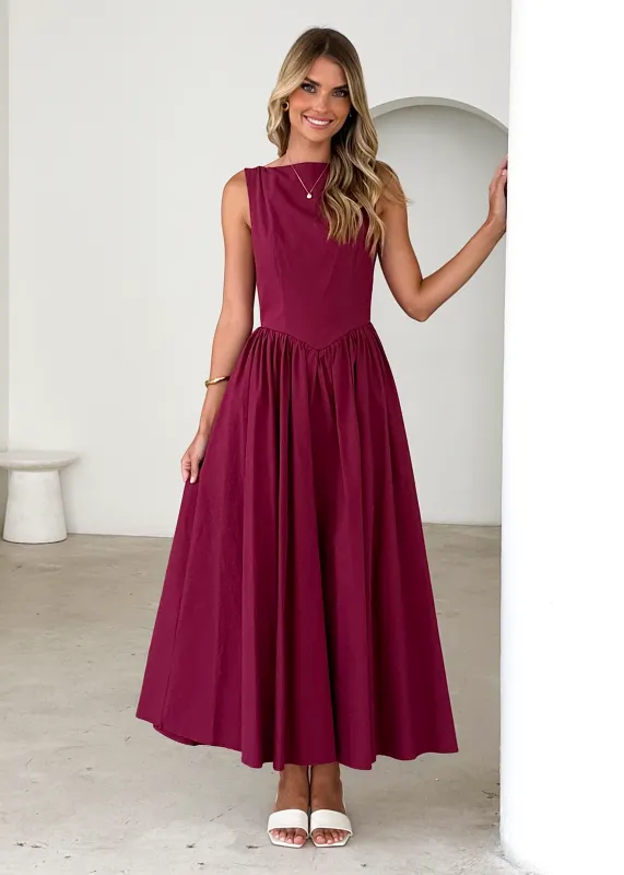 Bessie Maxi Dress - Wine sold by Gingham & Heels