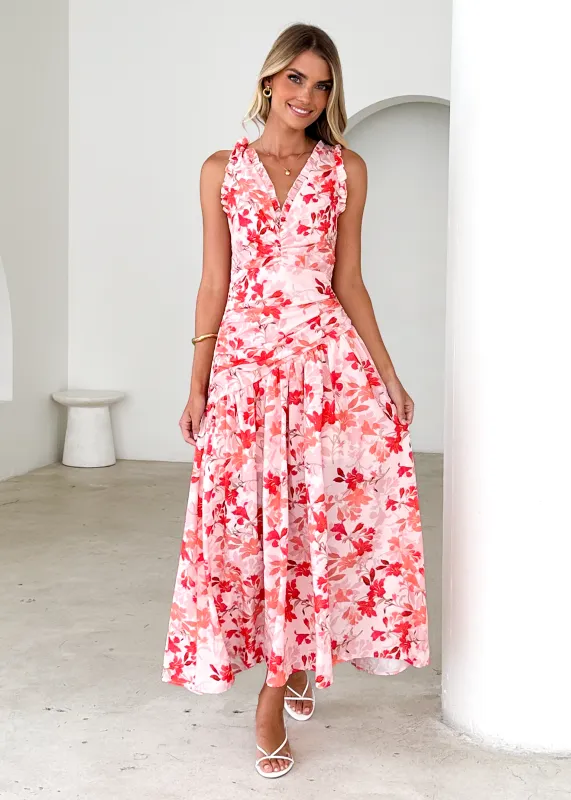 Venitian Maxi Dress - Pink Floral sold by Gingham & Heels