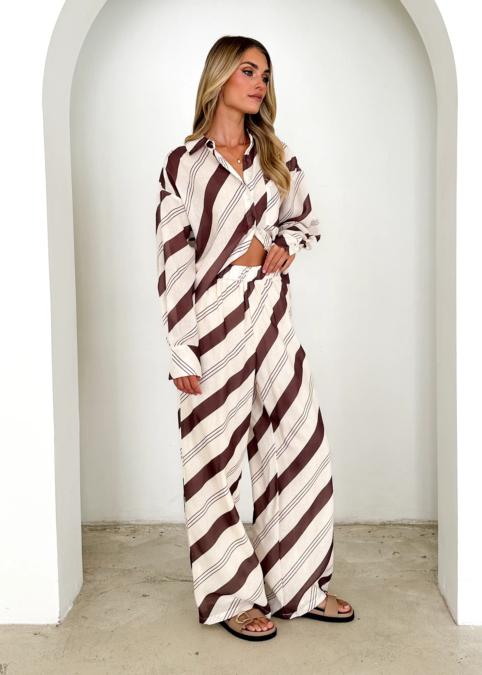 Jessa Pants - Choc Stripe sold by Gingham & Heels product image thumbnail 4