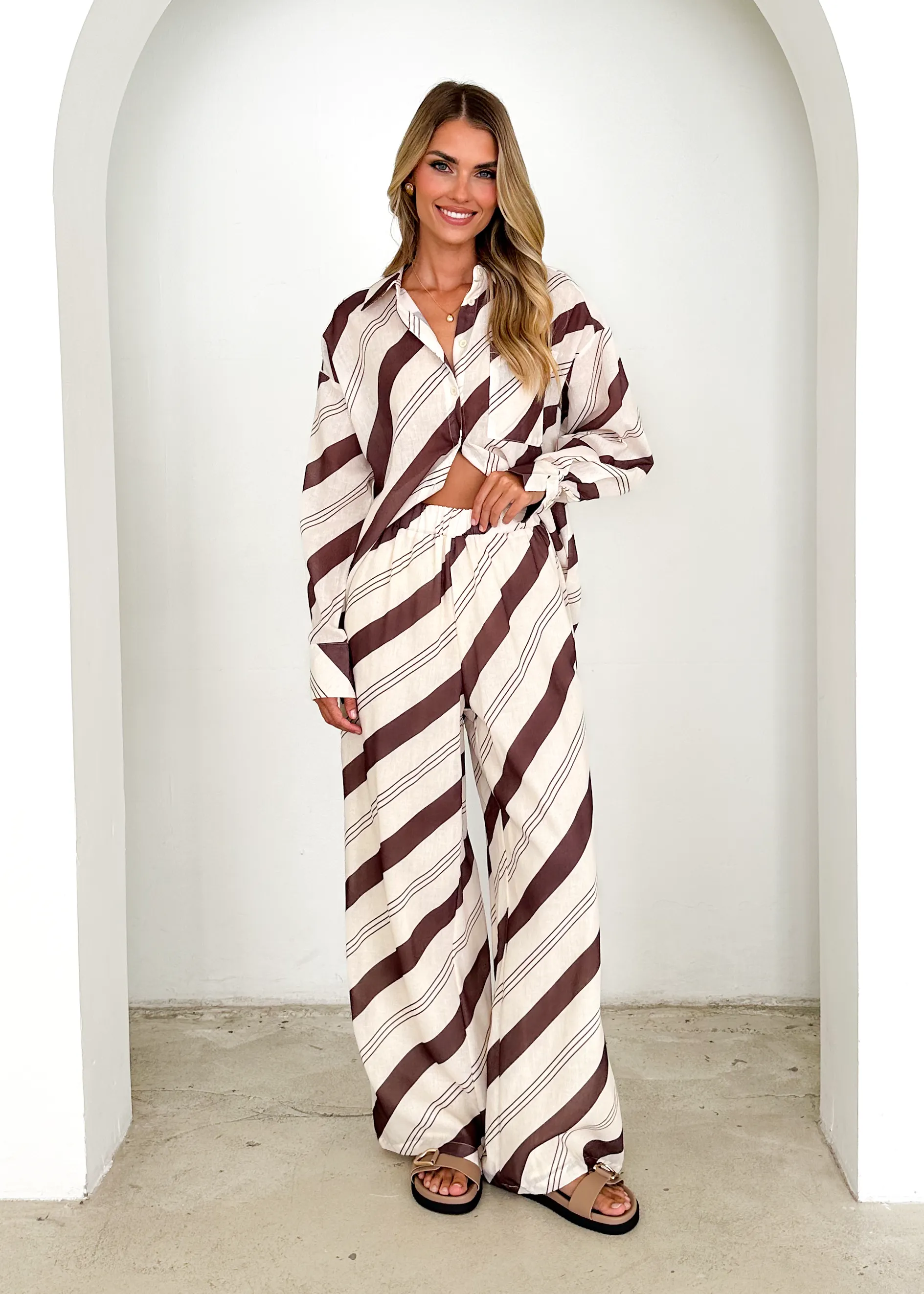 Jessa Pants - Choc Stripe sold by Gingham & Heels product image thumbnail 3