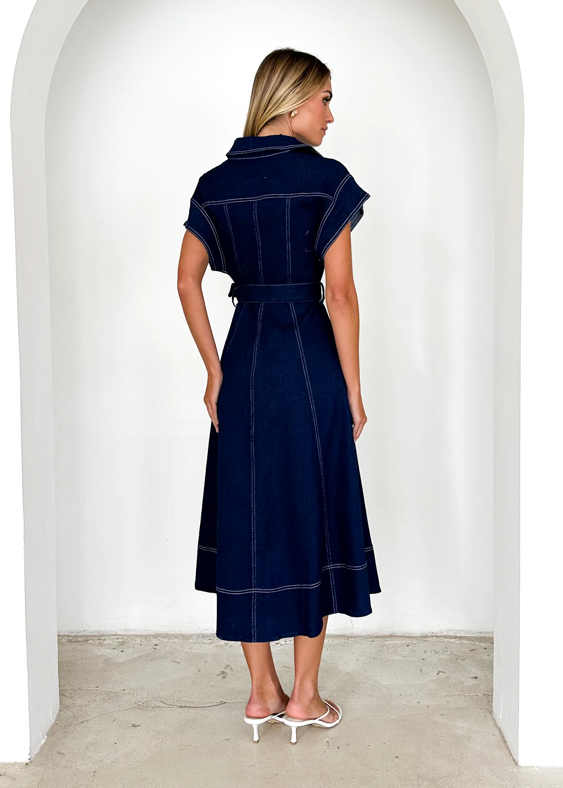 Anam Stretch Denim Midi Dress - Indigo sold by Gingham & Heels product image thumbnail 5