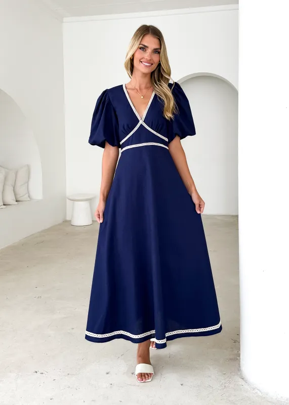 Ellodie Maxi Dress - Navy sold by Gingham & Heels