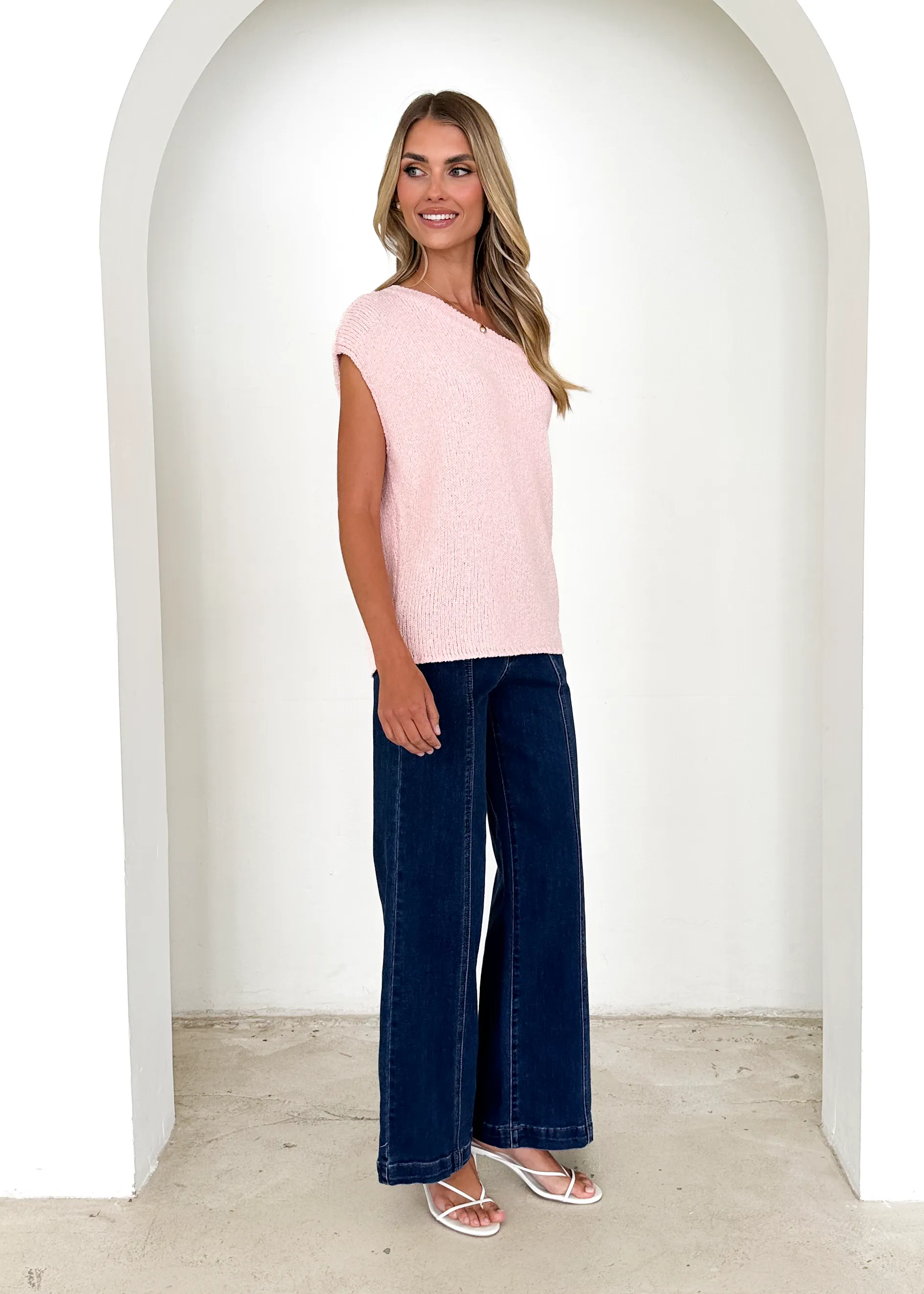 Casoni One Shoulder Knit Top - Blush sold by Gingham & Heels product image thumbnail 4