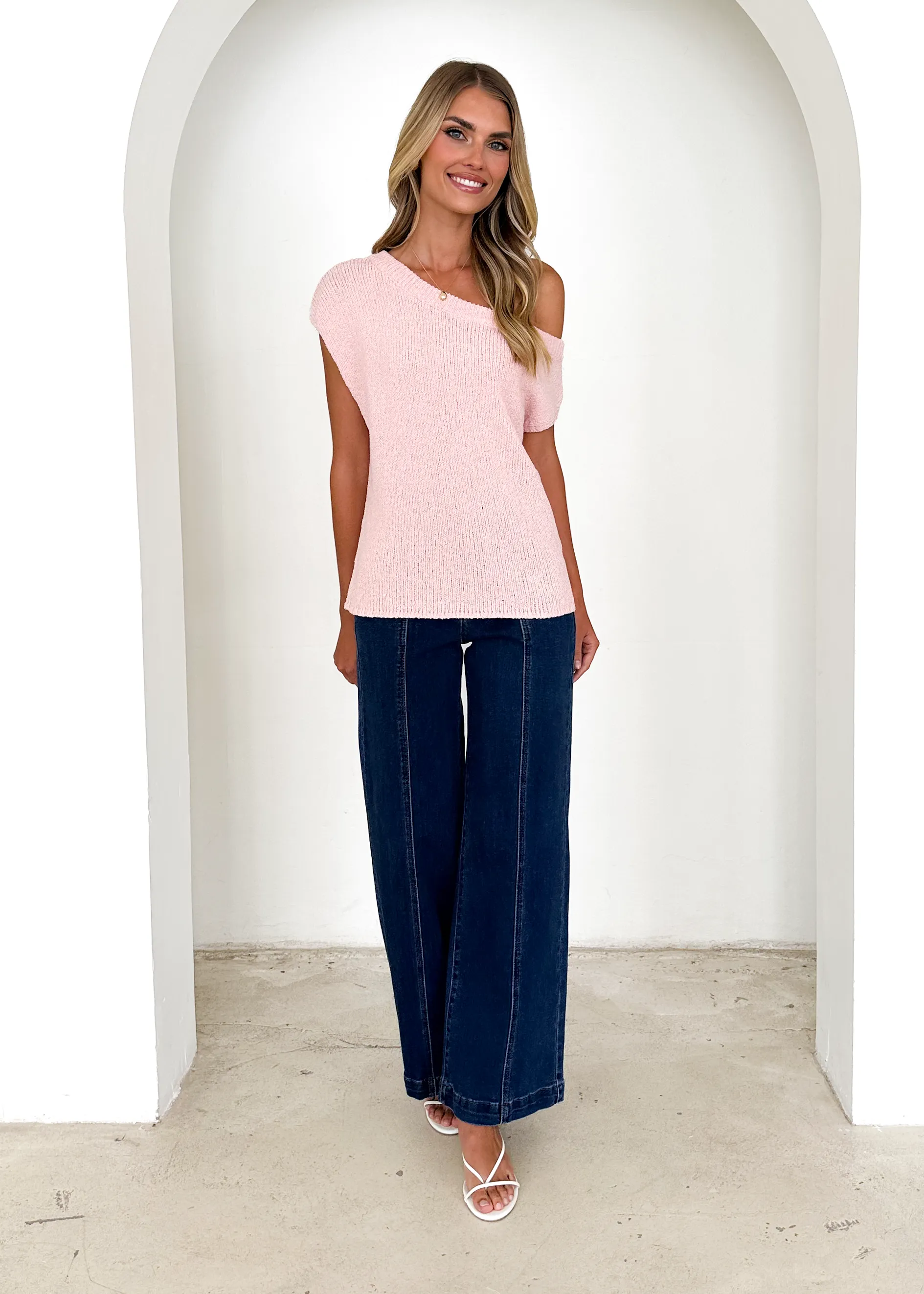 Casoni One Shoulder Knit Top - Blush sold by Gingham & Heels product image thumbnail 3