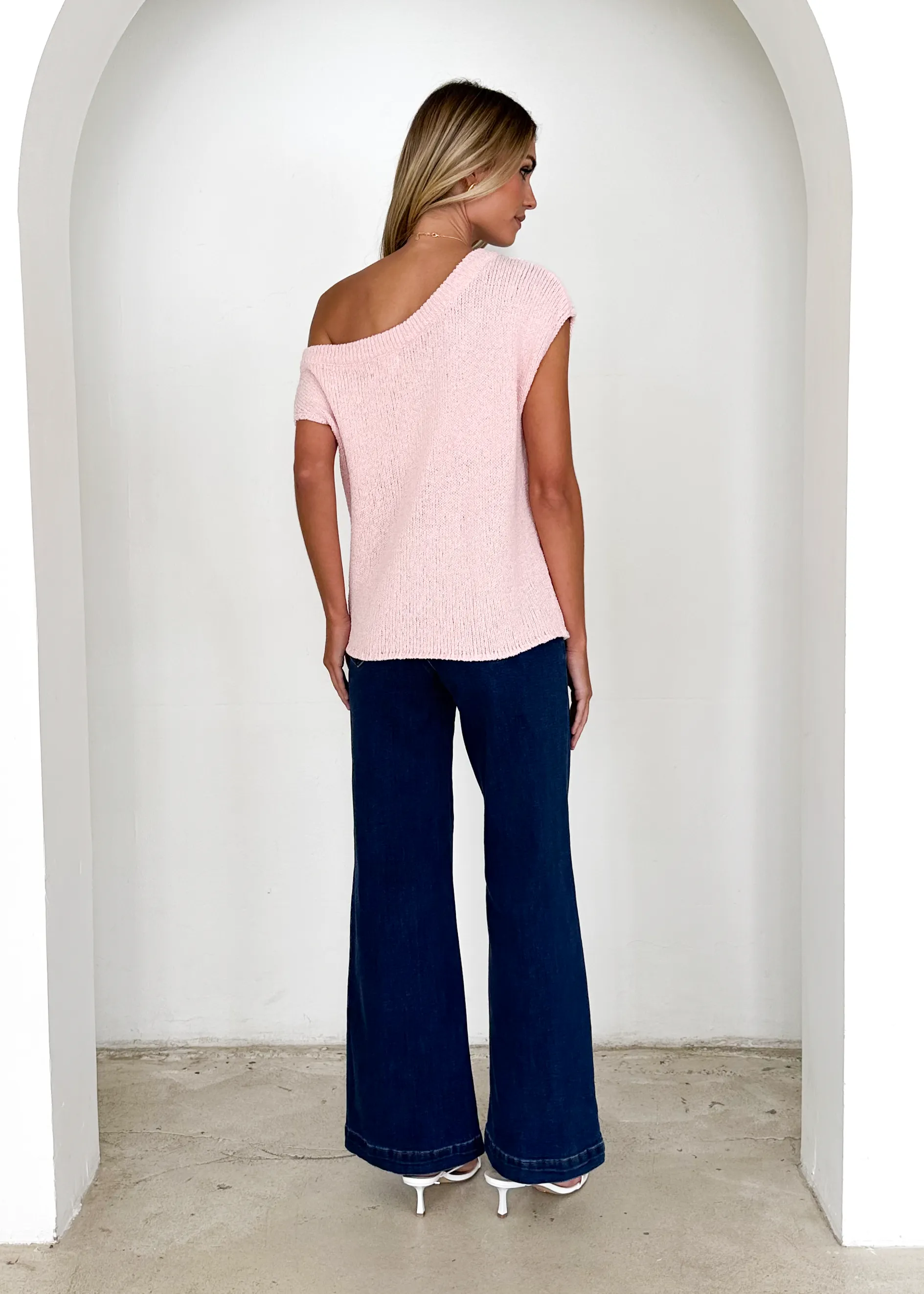 Casoni One Shoulder Knit Top - Blush sold by Gingham & Heels product image thumbnail 5