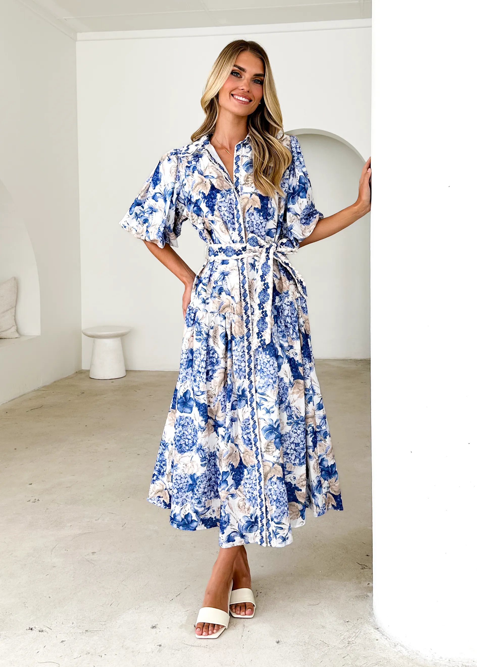 Ceres Midi Dress - White Hydrangea sold by Gingham & Heels product image thumbnail 3