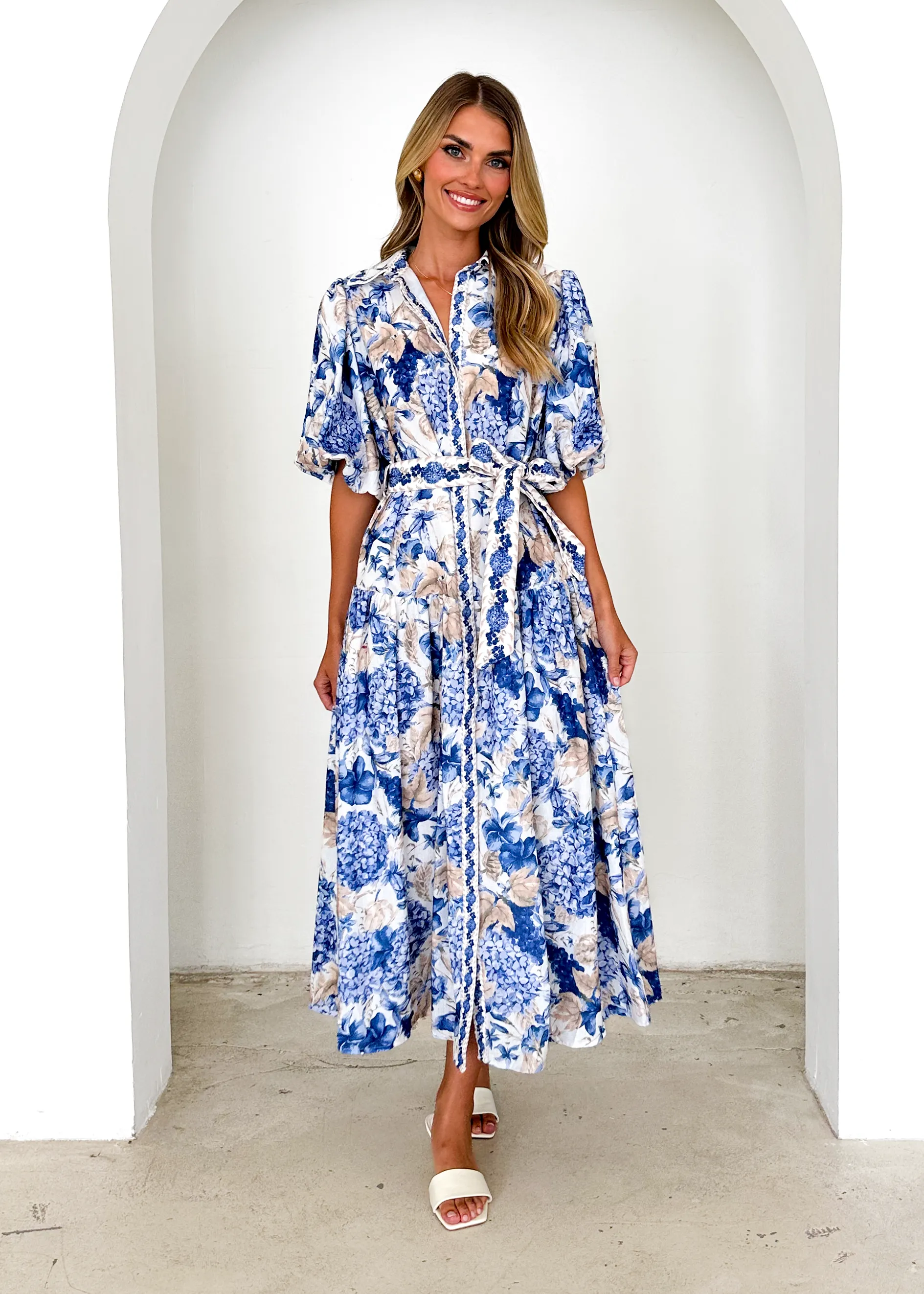 Ceres Midi Dress - White Hydrangea sold by Gingham & Heels product image thumbnail 4