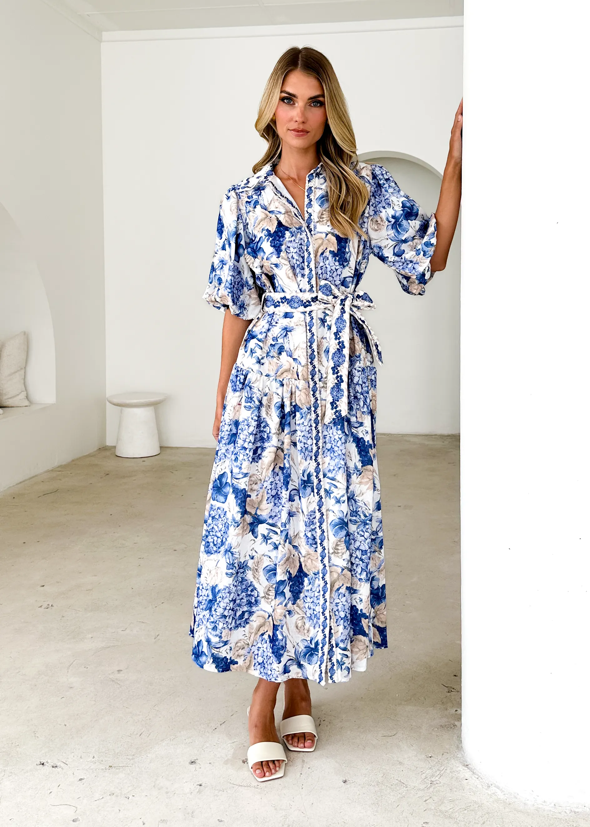 Ceres Midi Dress - White Hydrangea sold by Gingham & Heels product image thumbnail 2