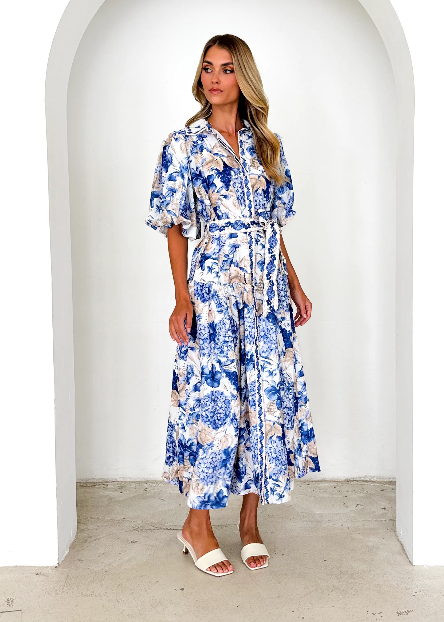 Ceres Midi Dress - White Hydrangea sold by Gingham & Heels product image thumbnail 5