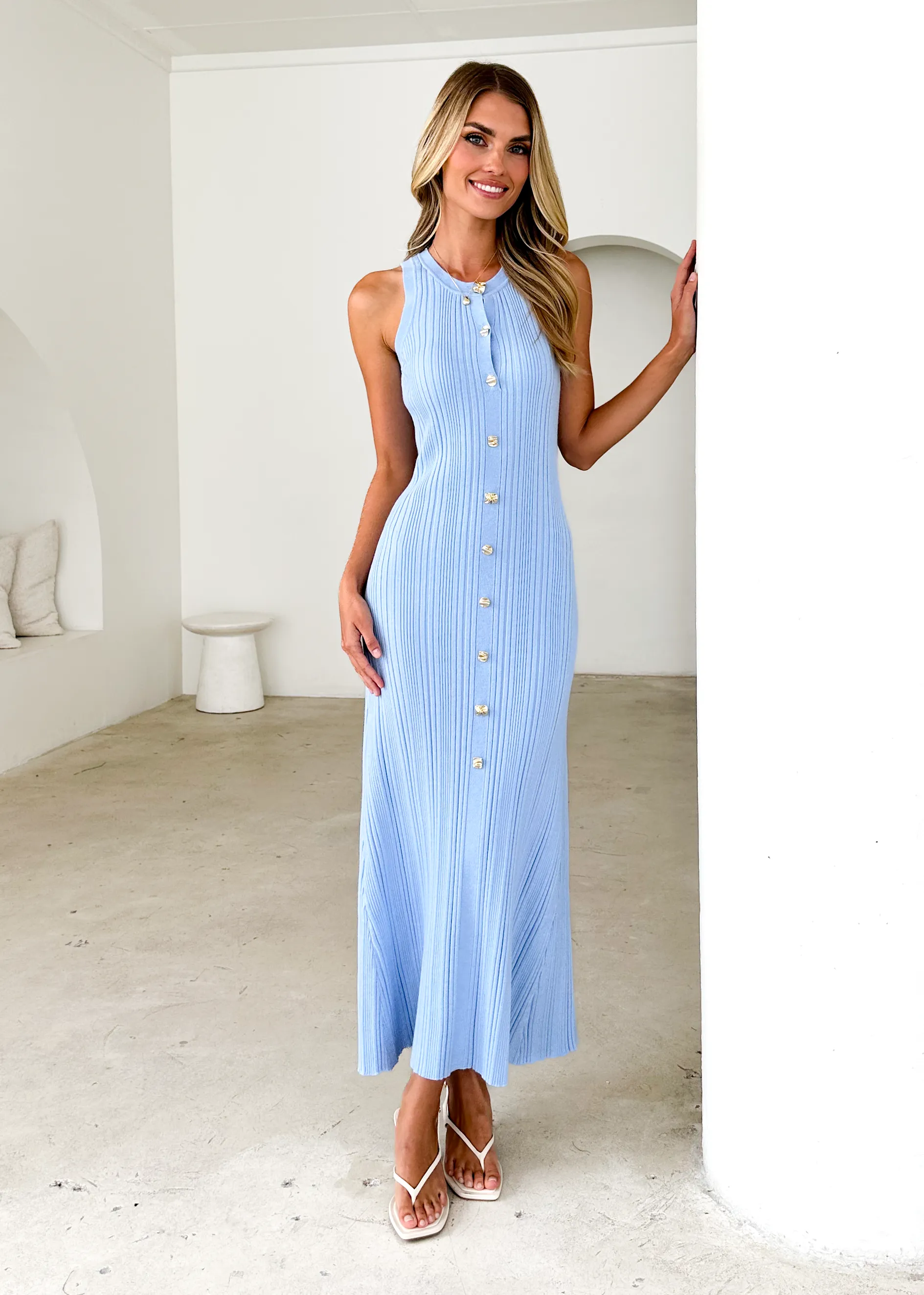 Imperial Knit Midi Dress - Blue sold by Gingham & Heels product image thumbnail 2
