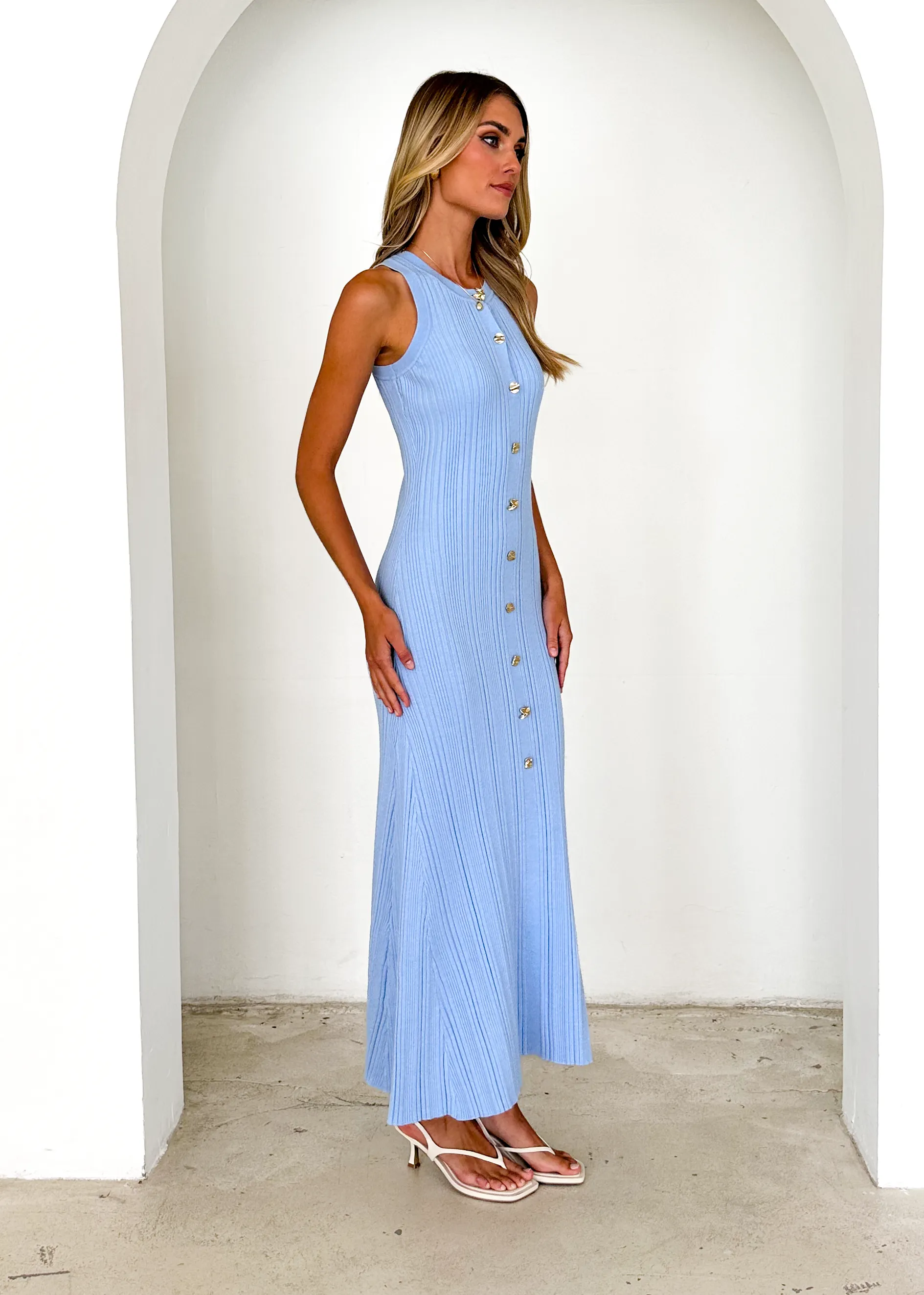Imperial Knit Midi Dress - Blue sold by Gingham & Heels product image thumbnail 4