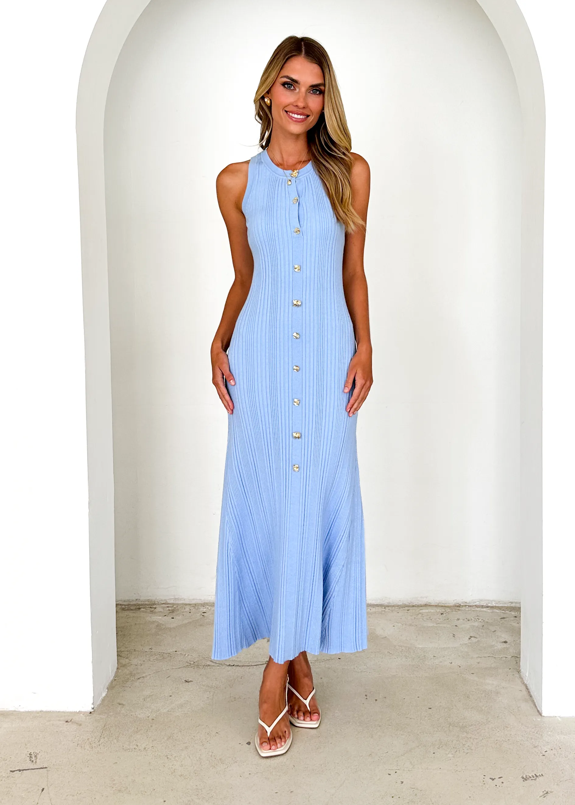 Imperial Knit Midi Dress - Blue sold by Gingham & Heels product image thumbnail 3