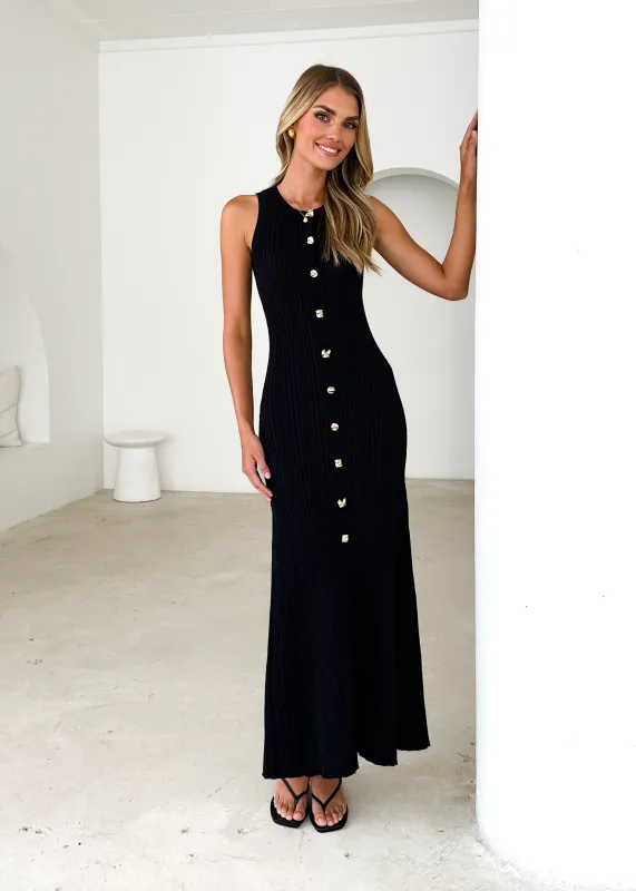 Imperial Knit Midi Dress - Black sold by Gingham & Heels