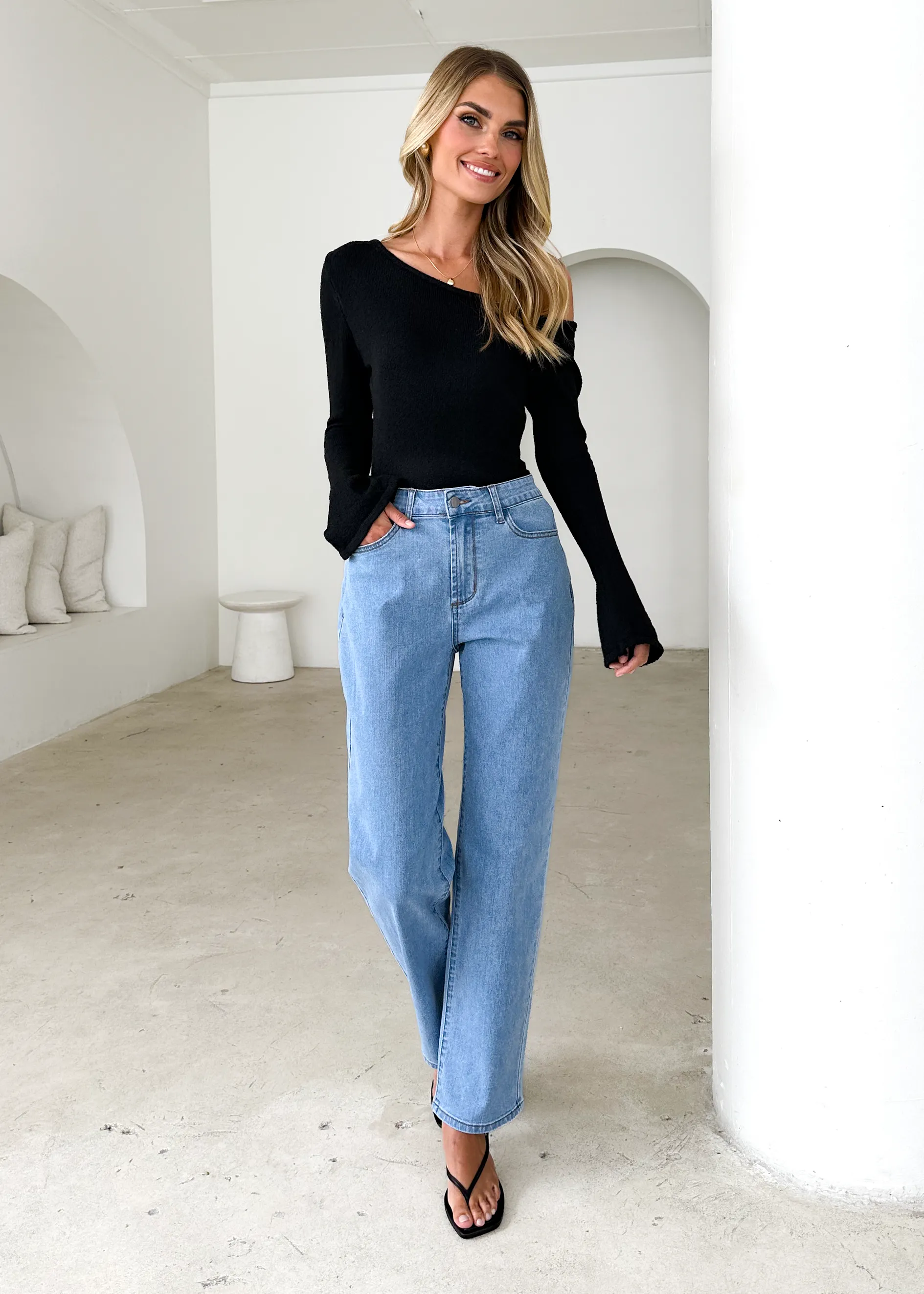 Isobel Stretch Jeans - Light Blue sold by Gingham & Heels