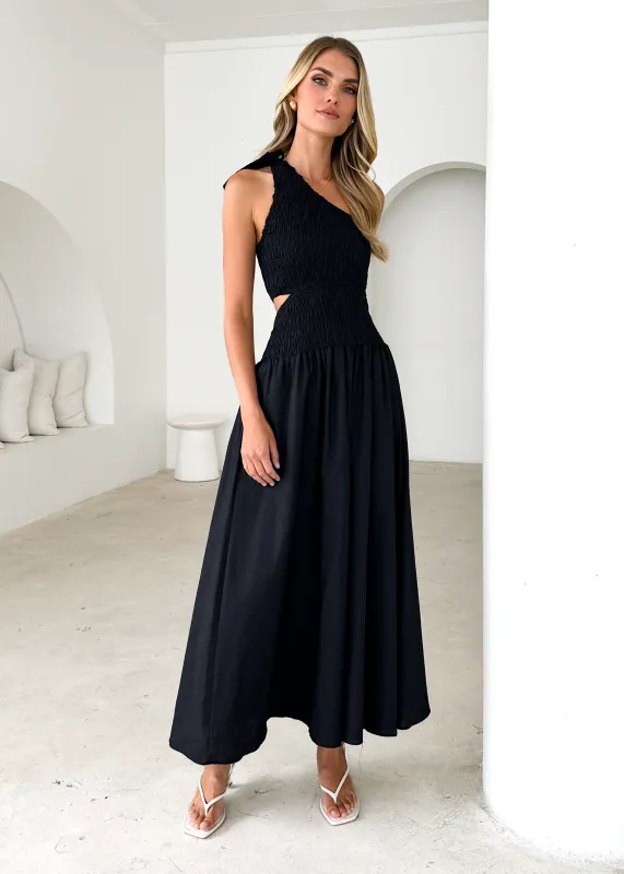 Villa One Shoulder Maxi Dress - Black sold by Gingham & Heels