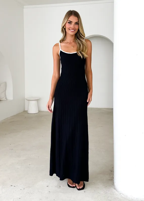 Lennox Knit Maxi Dress - Black sold by Gingham & Heels