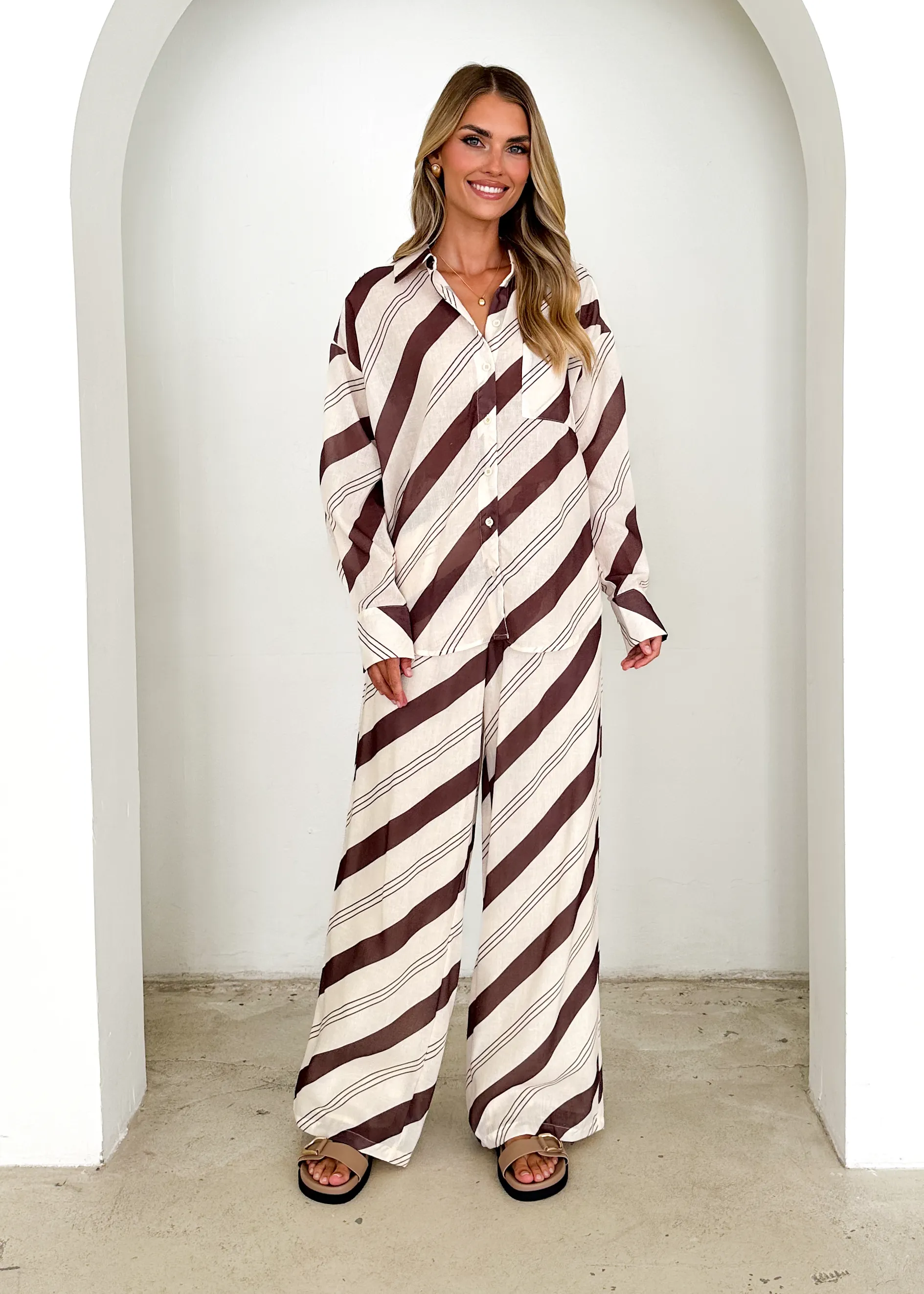 Jessa Shirt - Choc Stripe sold by Gingham & Heels product image thumbnail 3