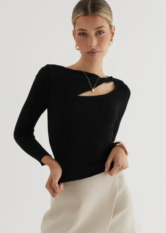 Fenla Twist Knit Top - Black sold by Gingham & Heels