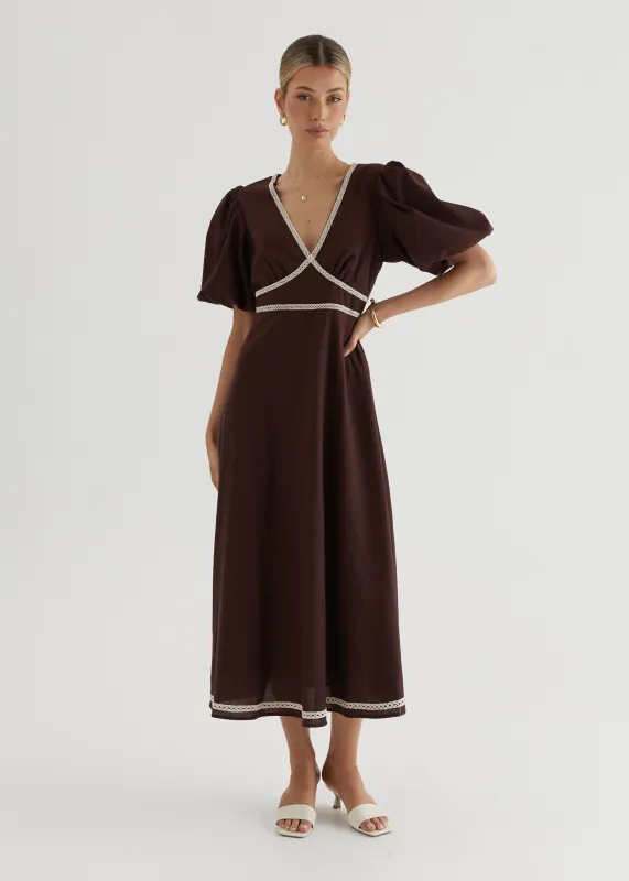 Ellodie Maxi Dress - Espresso sold by Gingham & Heels
