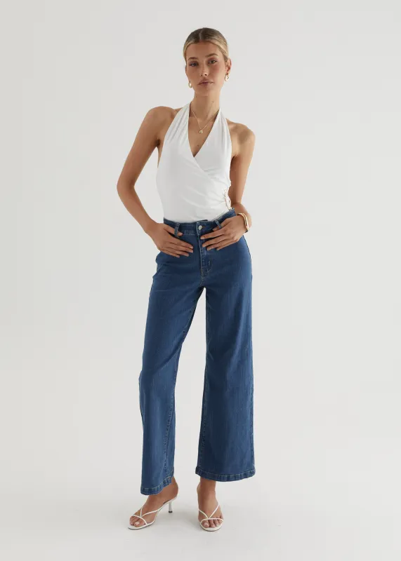 Carmina Stretch Jeans - Mid Blue sold by Gingham & Heels