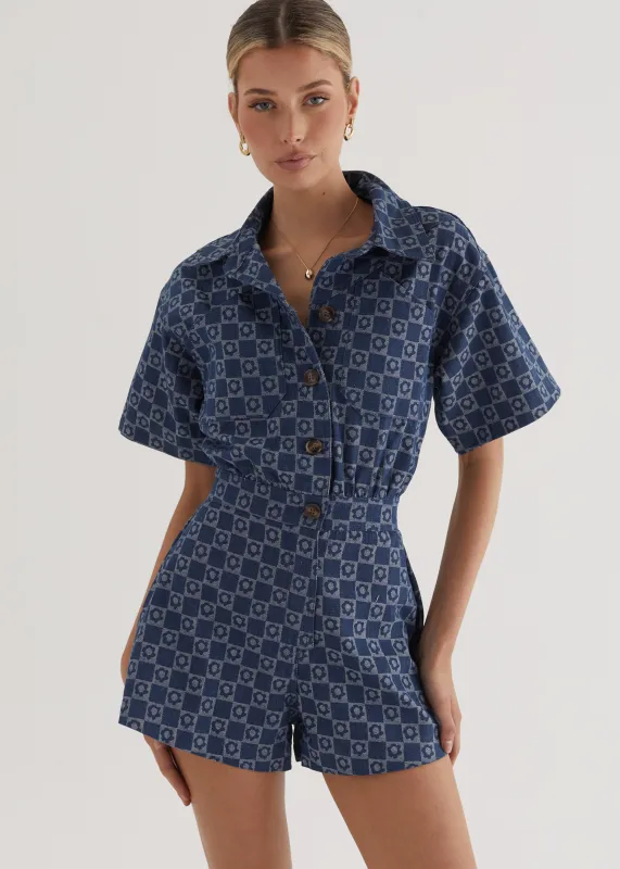 Katya Playsuit - Mid Blue sold by Gingham & Heels