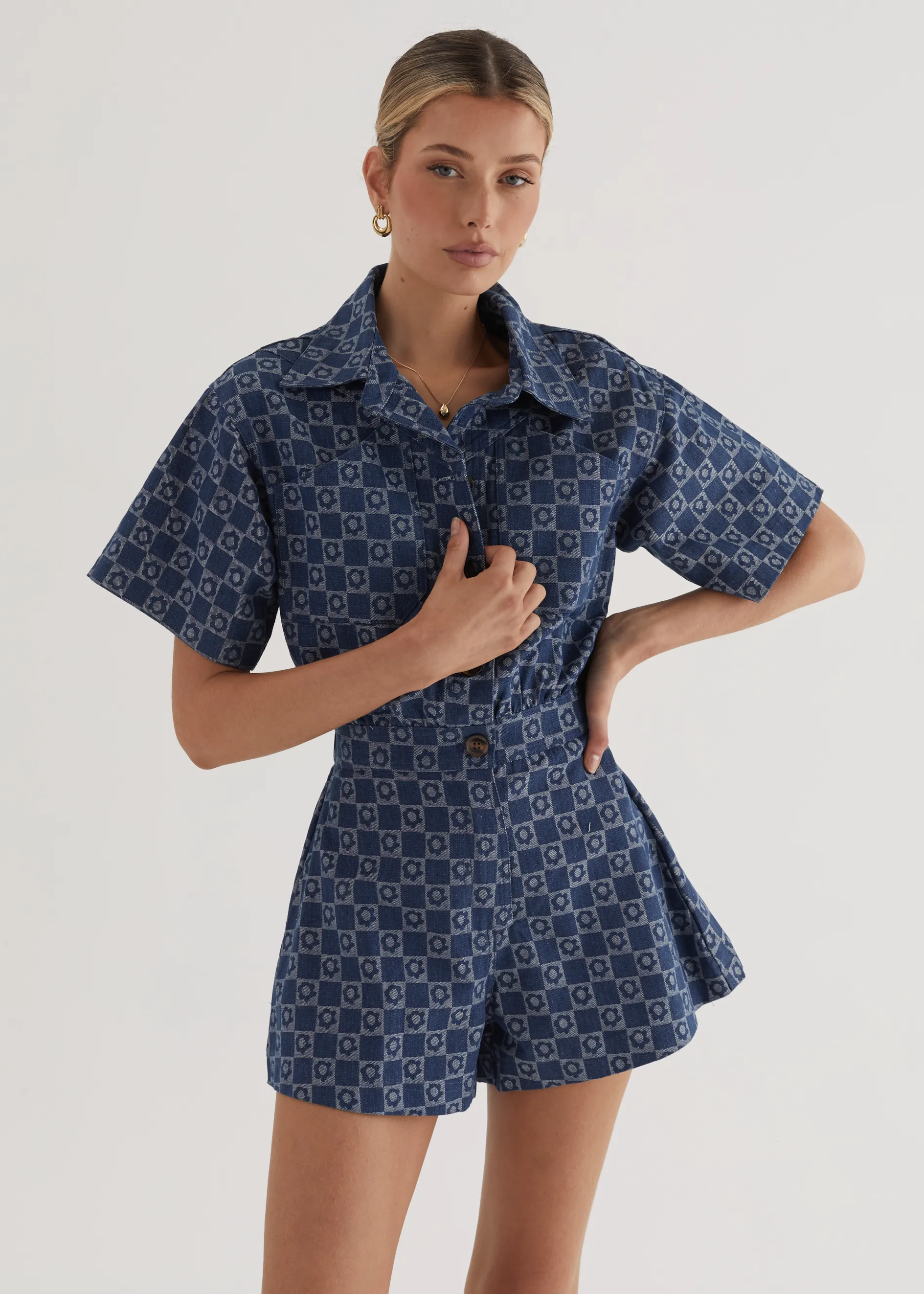 Katya Playsuit - Mid Blue sold by Gingham & Heels product image thumbnail 3