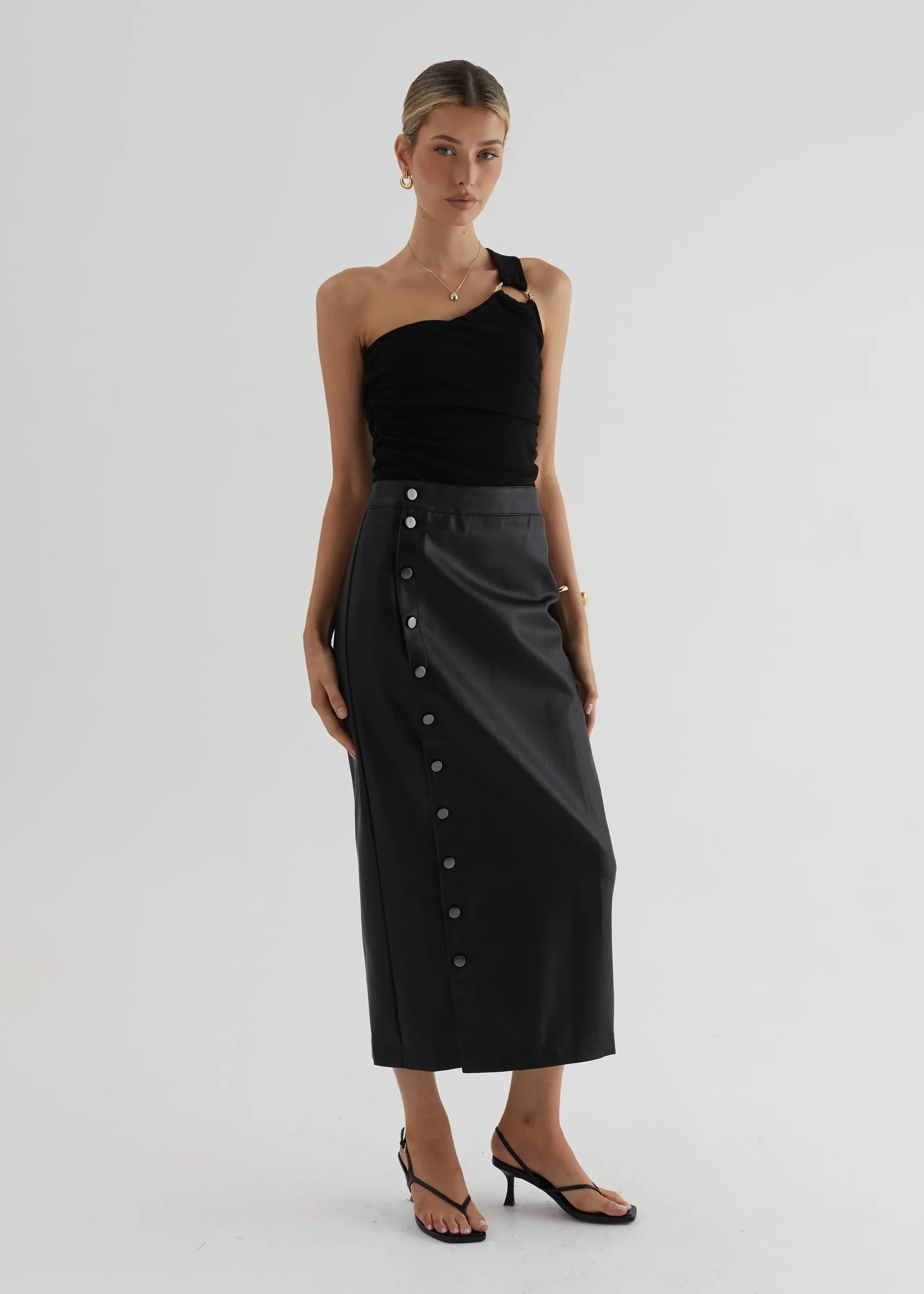 Tretra PU Maxi Skirt - Black sold by Gingham & Heels product image thumbnail 3