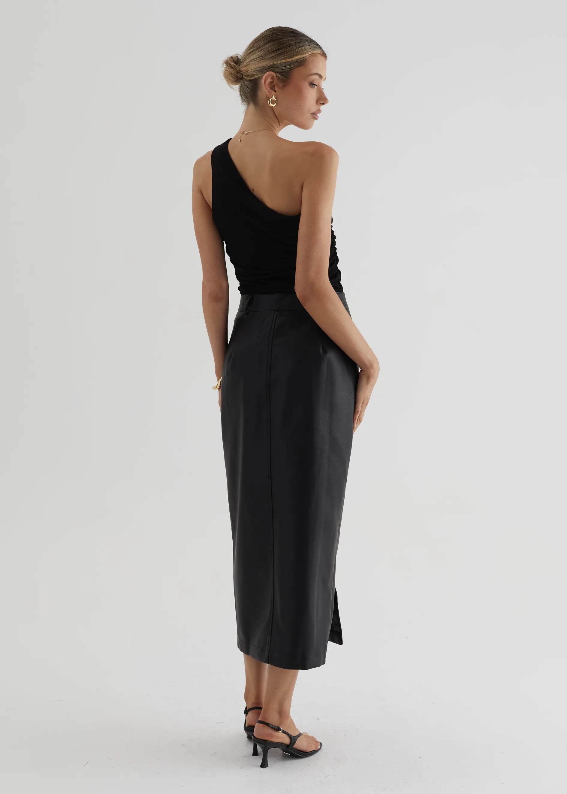 Tretra PU Maxi Skirt - Black sold by Gingham & Heels product image thumbnail 5