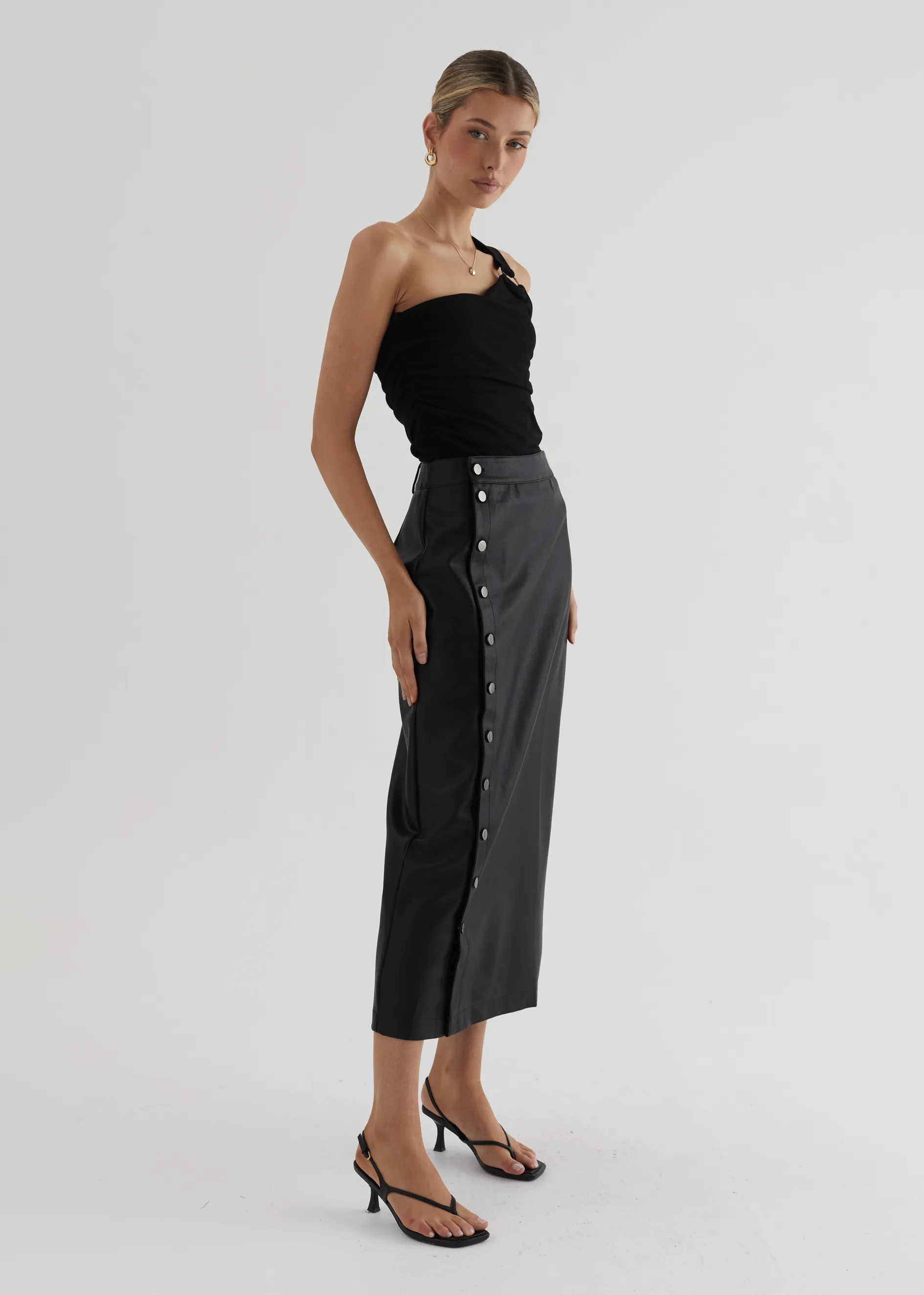Tretra PU Maxi Skirt - Black sold by Gingham & Heels product image thumbnail 4