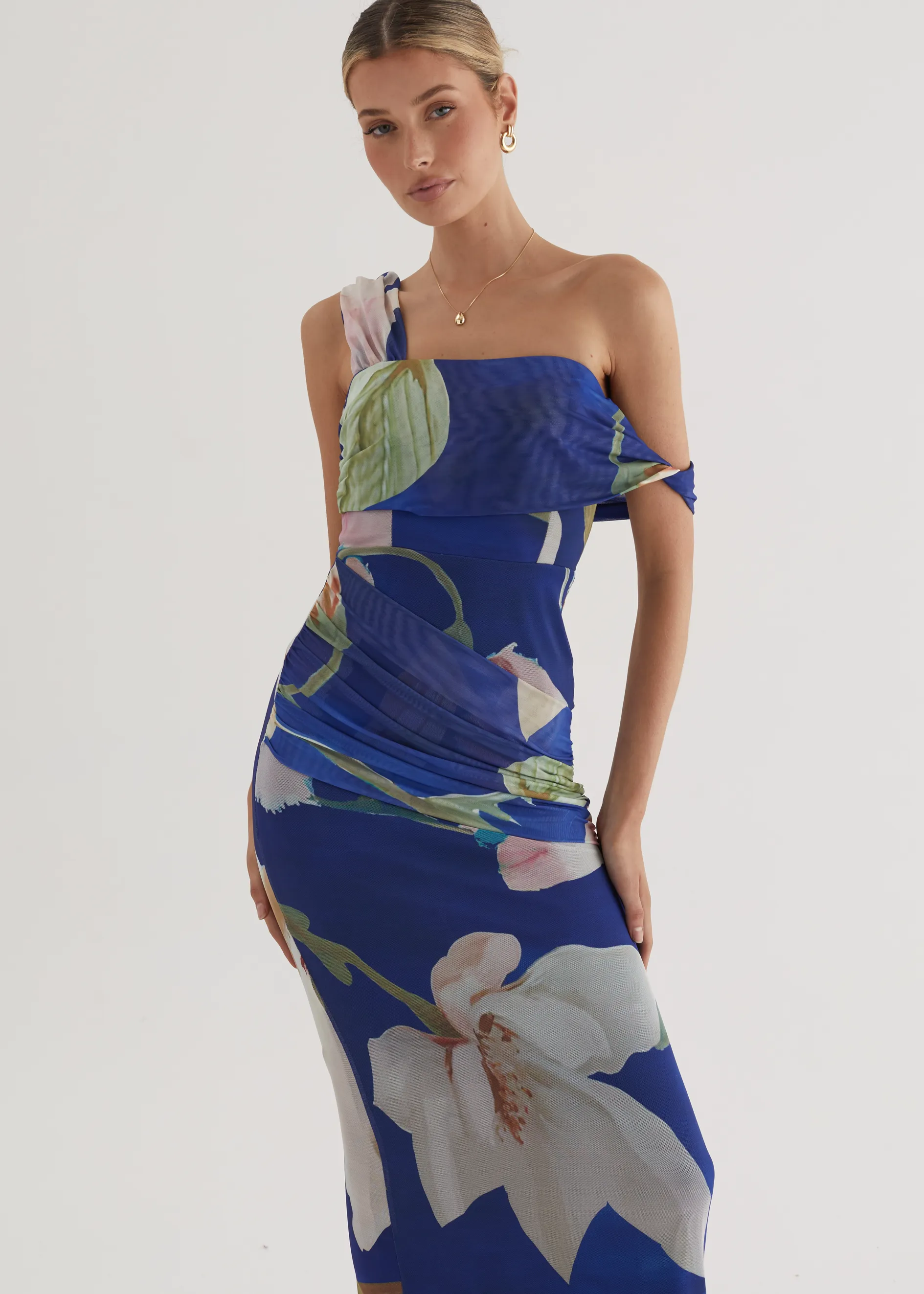 Helena Mesh Maxi Dress - Blue Flowers sold by Gingham & Heels product image thumbnail 2