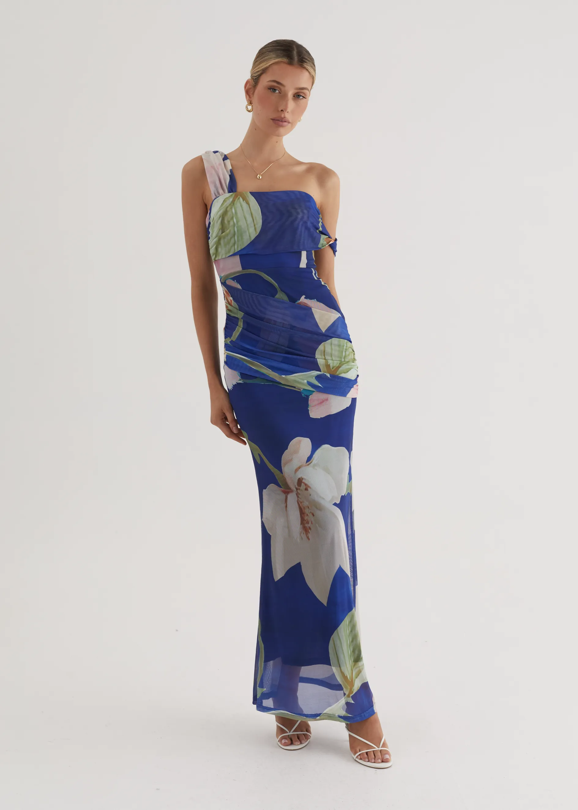 Helena Mesh Maxi Dress - Blue Flowers sold by Gingham & Heels product image thumbnail 3