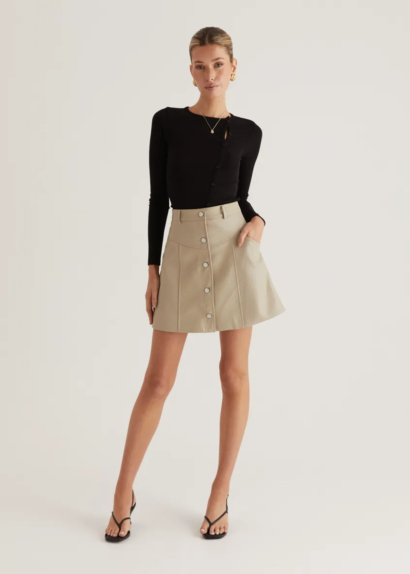 Bittersweet PU Skirt - Bone sold by Gingham & Heels product image thumbnail 5