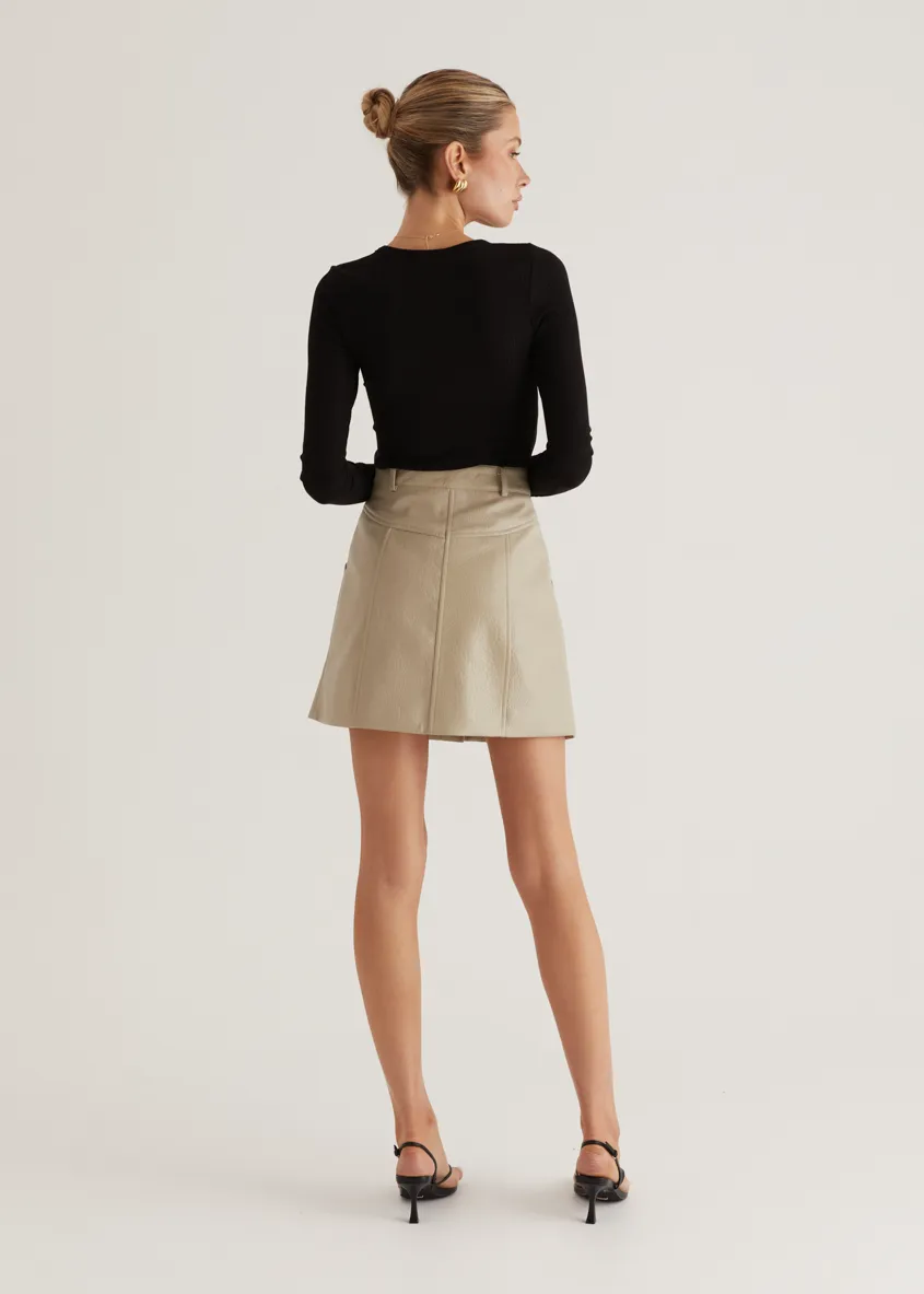 Bittersweet PU Skirt - Bone sold by Gingham & Heels product image thumbnail 4